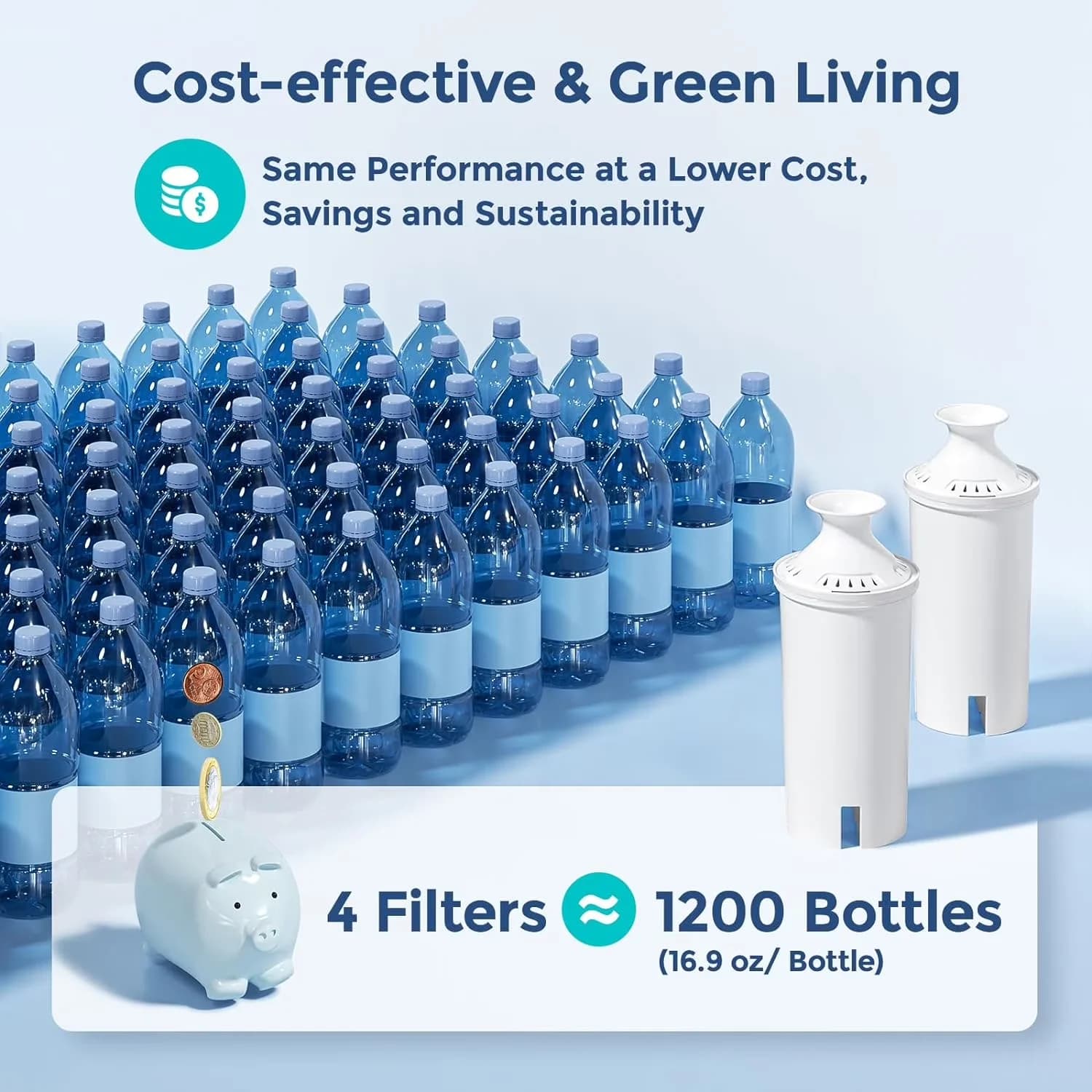 Essential Water Filtration with 4-Pack Standard Filter Replacements, Filters up to 80 gallons of water - Model C063D5