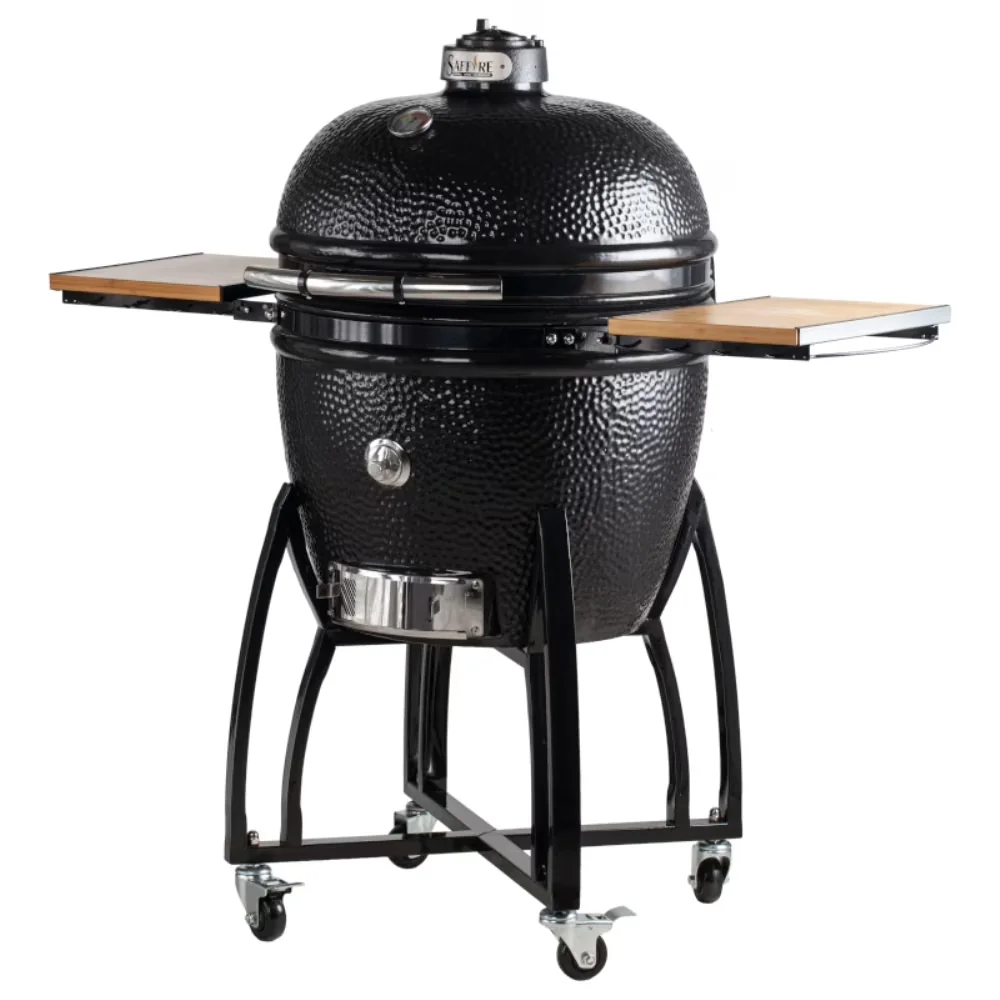 Essential Charcoal Grill with Adjustable Air Vents, Kamado - Ceramic;Powder-Coated Steel Onyx Black Model B83DC1