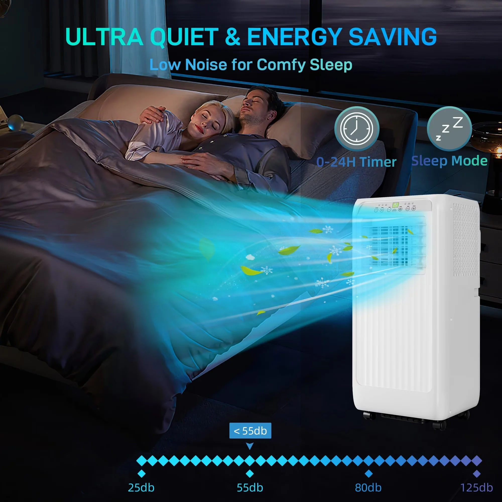 Air Conditioner Sleek with LED, Remote Controlled - White-450 Sq Ft for Home Office Model 48B36D