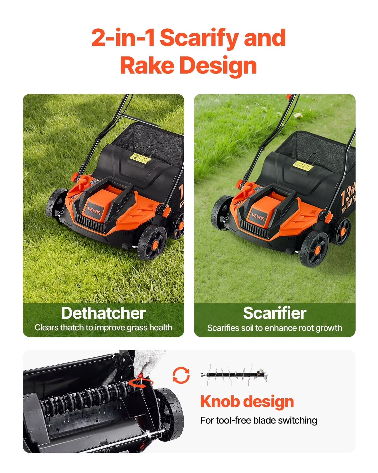 Versatile Push Mower with Walk-Behind Machine, 13-Inch 13 Amp Corded, 13-Gallon Collection Bag for Garden - Model 5EABA6