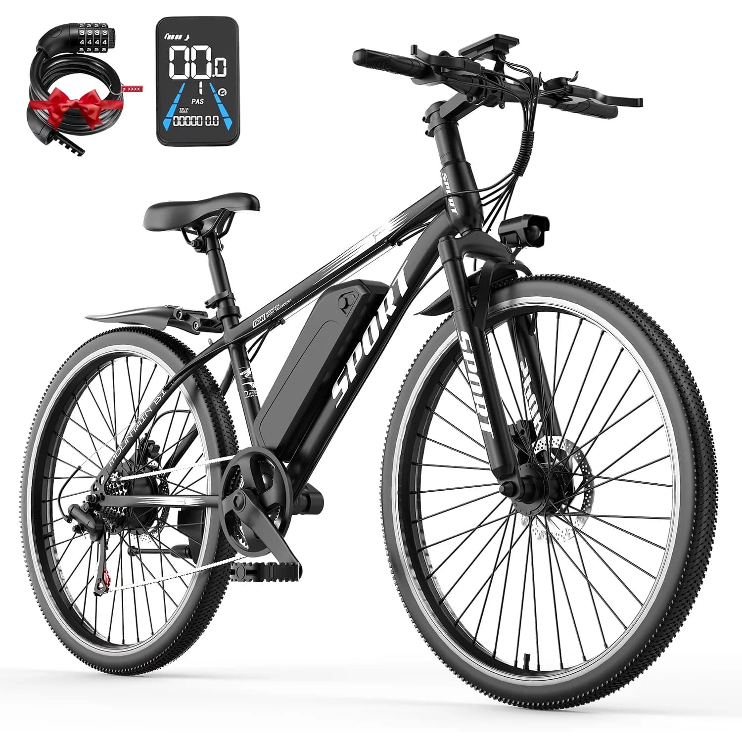 Modern Electric Bike with 1200W, Fork Suspension & Dual Disc Brakes, 30-65 Mile Range & Versatile Modes - Model 0349E7