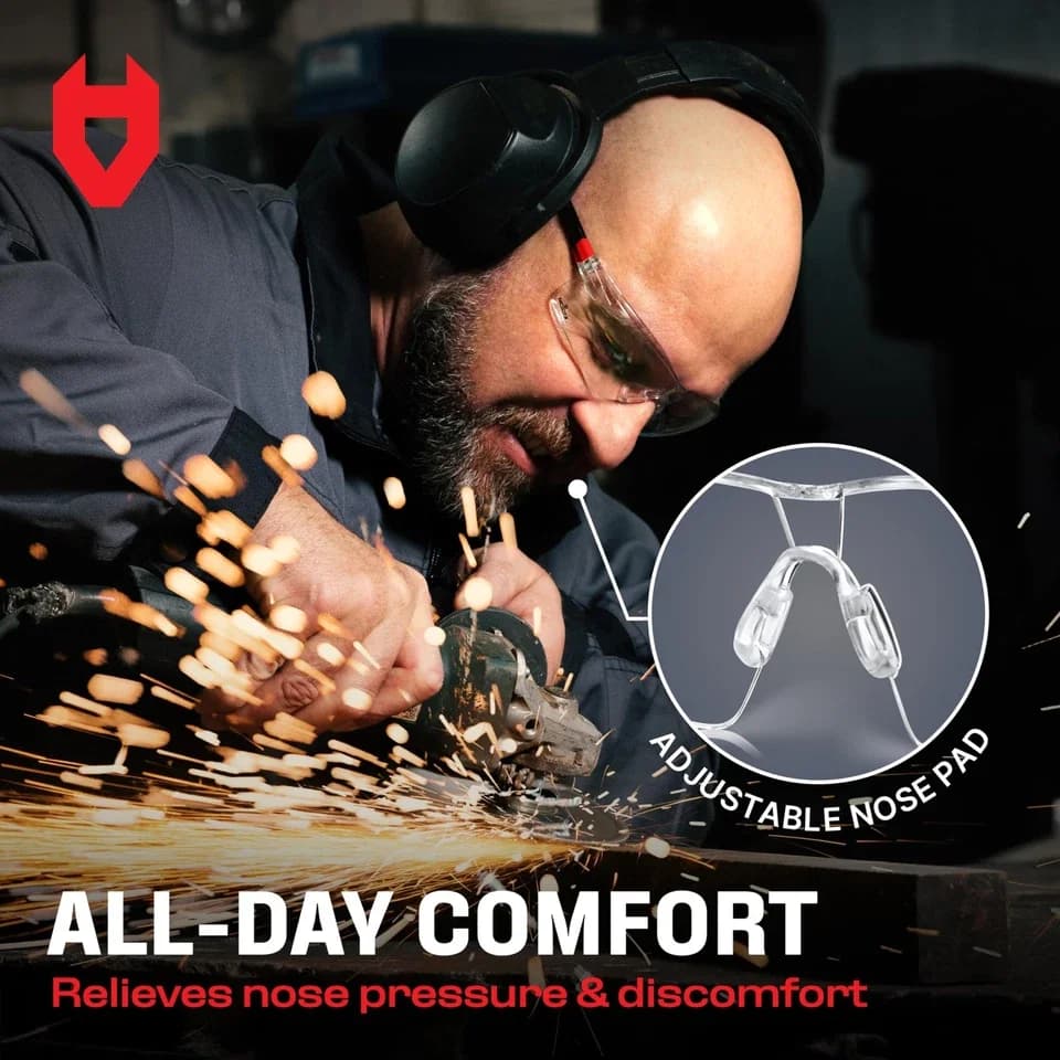 Sleek Protective Equipment with Nocry Clear Safety Glasses for General Purpose - Model 9E27FA