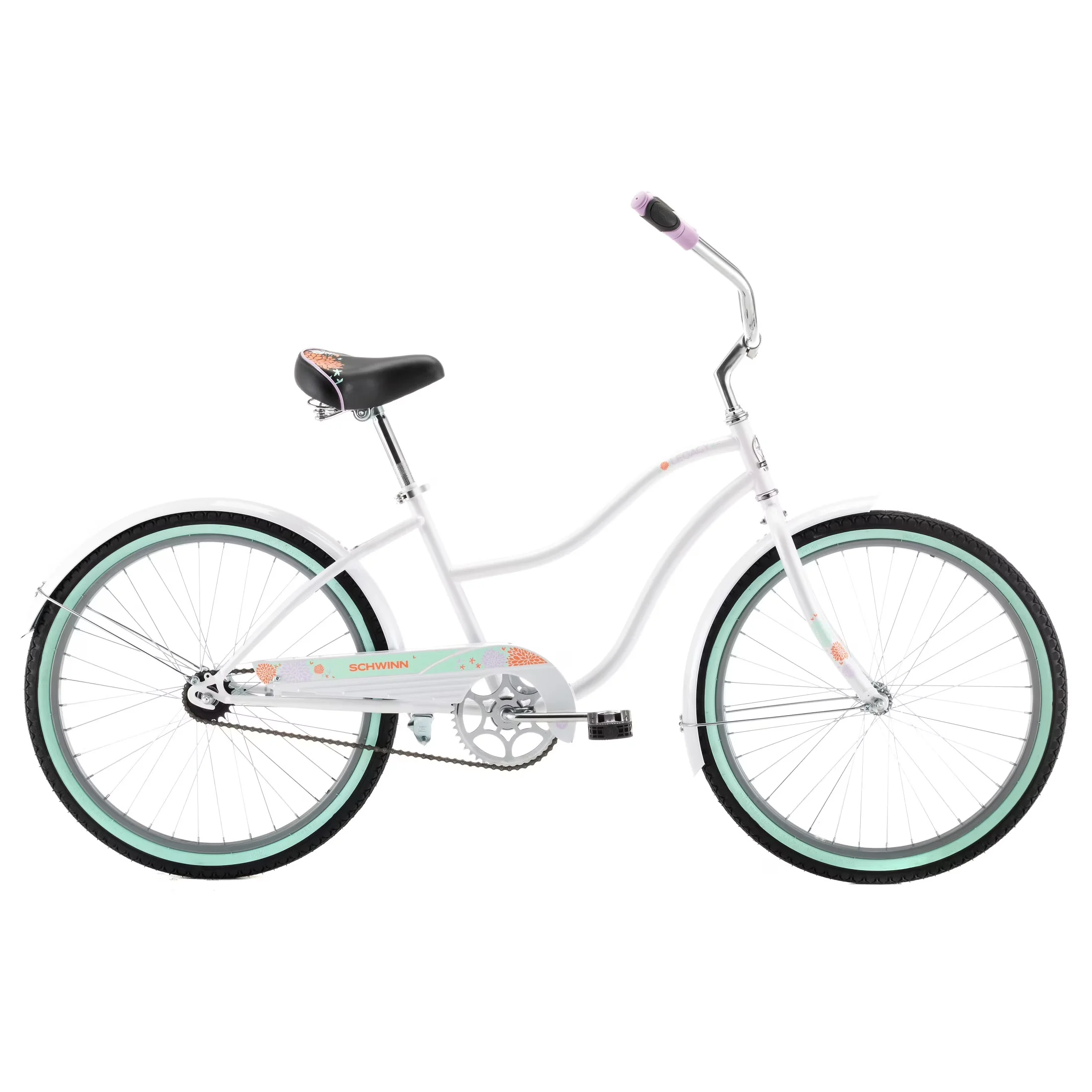 Cruiser Bike Premium with Adjustable Seat Height, 24" wheels fit riders 60" to 69" tall - White Model 270506