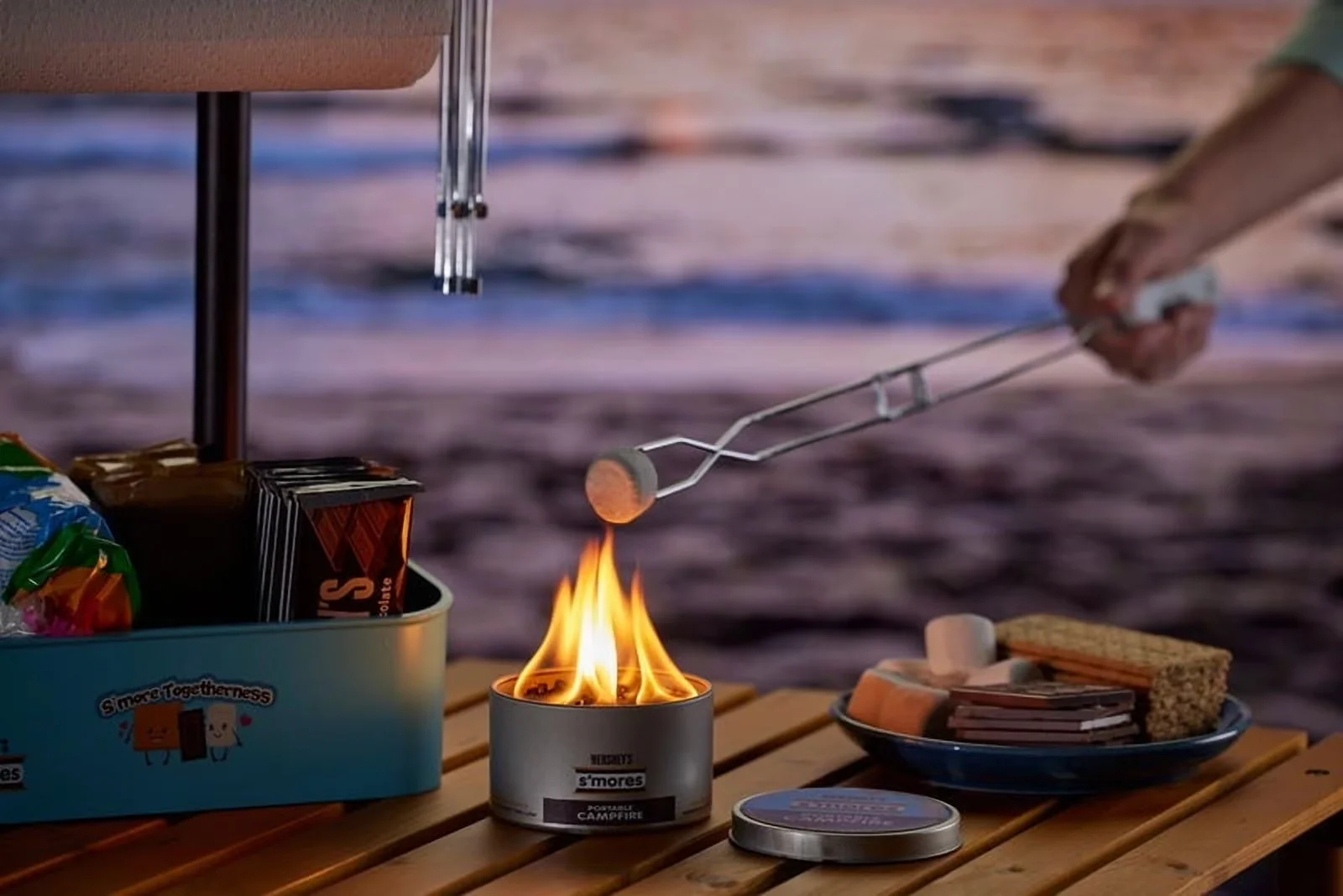 Versatile Outdoor Heating with Portable, Hershey's Portable Campfire - Silver Wax And Steel for Outdoor Model FE7B73