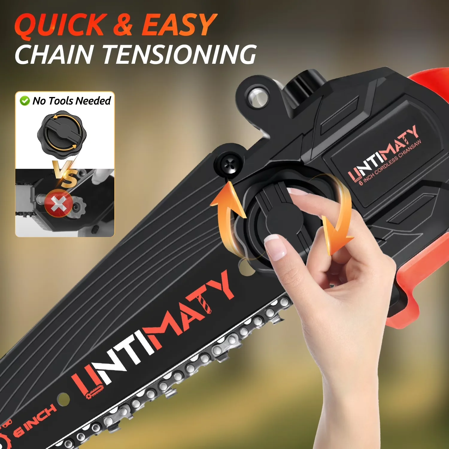Chainsaw Premium with Battery, Tool-Less Chain Tensioning, Automatic Chain Oiler - Model FE19B5