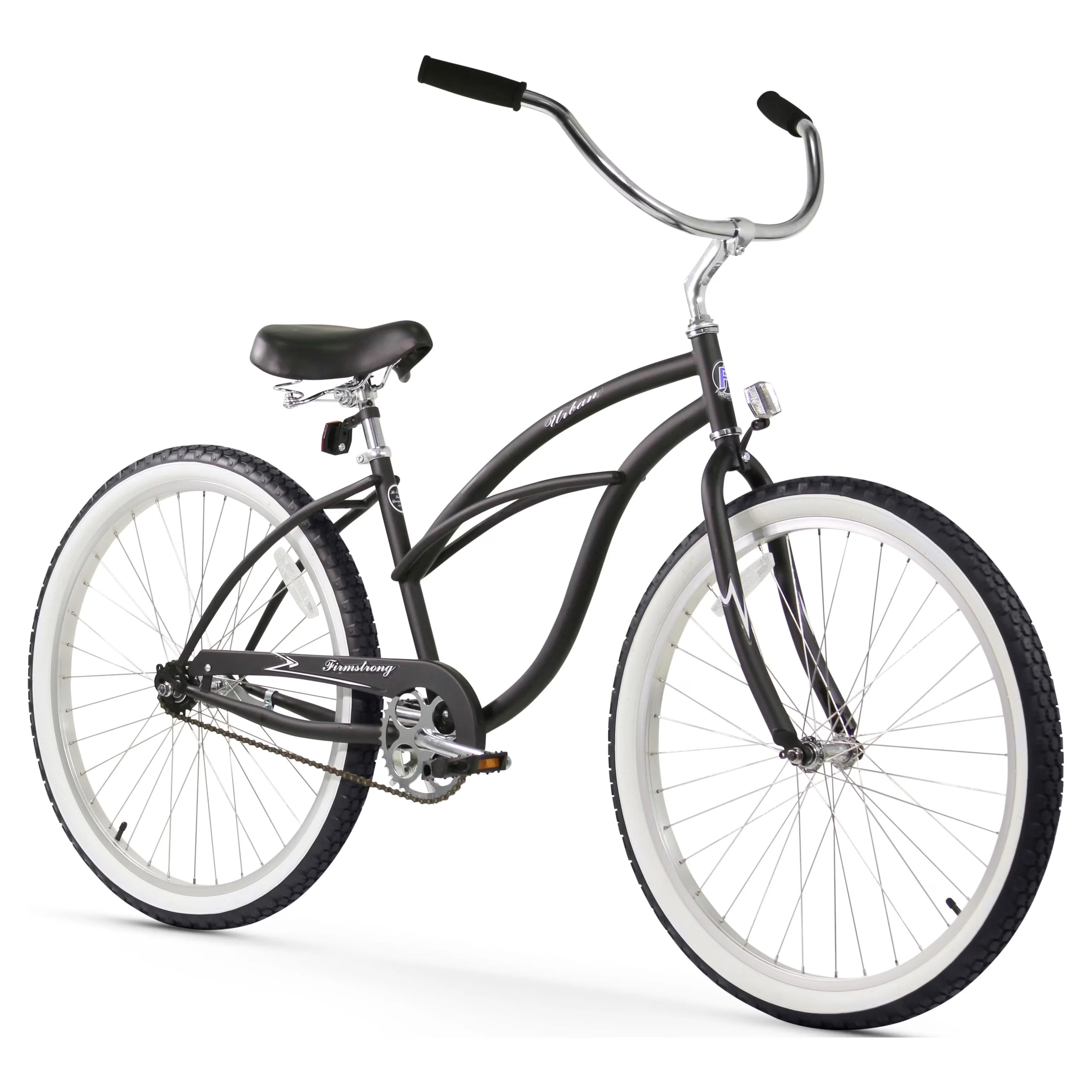 Sleek Cruiser Bike with Adjustable Seat, Matte Black, Fits riders between 5-ft to 6-ft tall - Black Model 0CC181