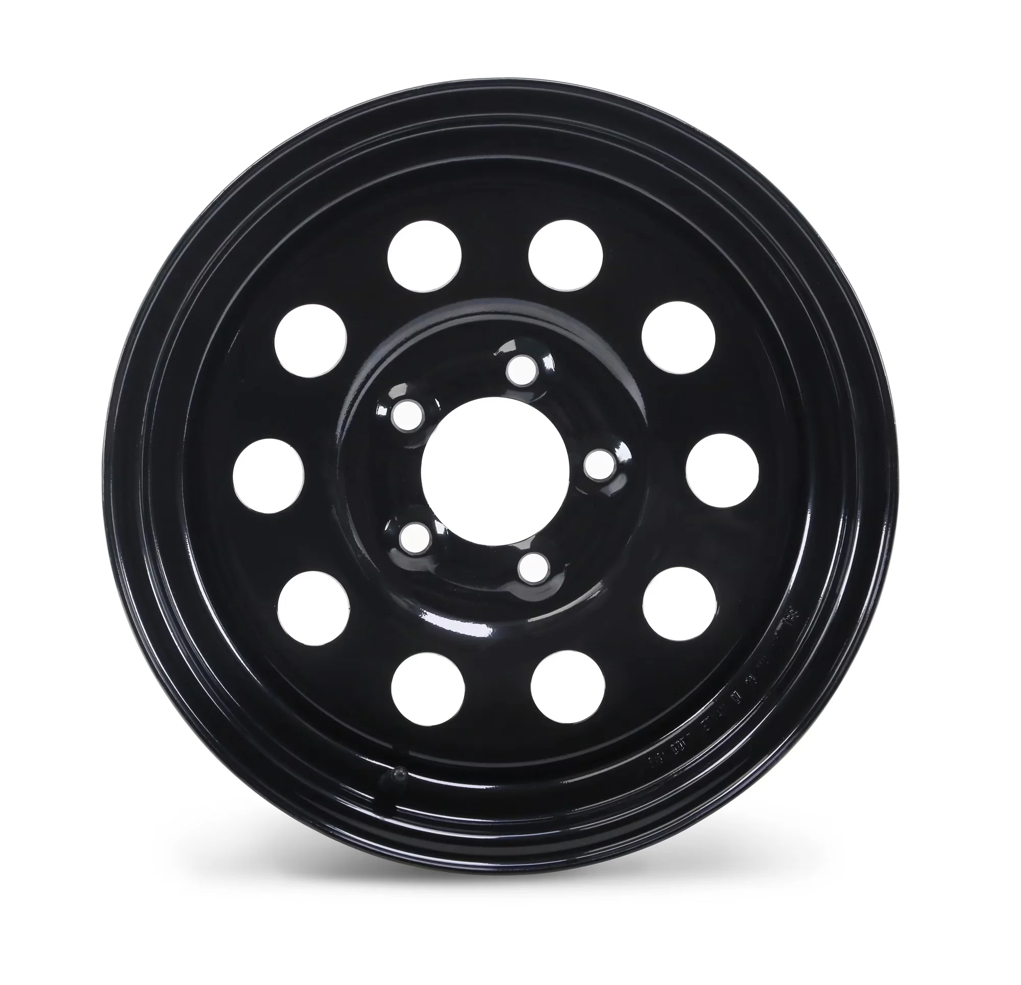 Wheels And Rim Compact with Center bore diameter:3.19 in, Offset: 0, Wheel size:14 x 5.5 - Stainless Steel Black Model E32643