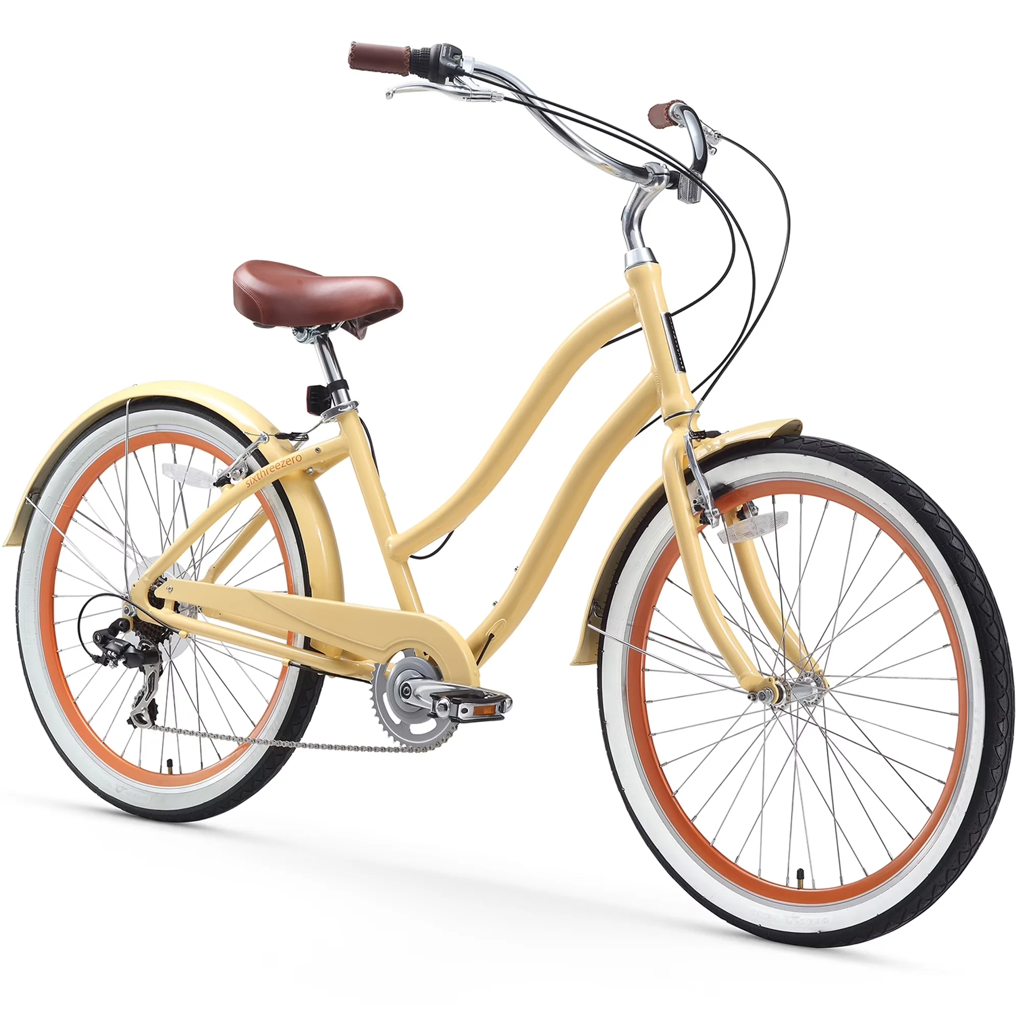 Quality Cruiser Bike with Adjustable Seat, Beach cruiser comes assembled - Off-White Model C8A546