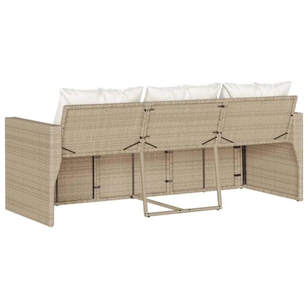 Outdoor Sofas Sectional Sleek with Weather-Resistant, Patio Sofa, Cushions 3-Seater Beige Poly Rattan - Poly Rattan Off-White Model 6A89B5