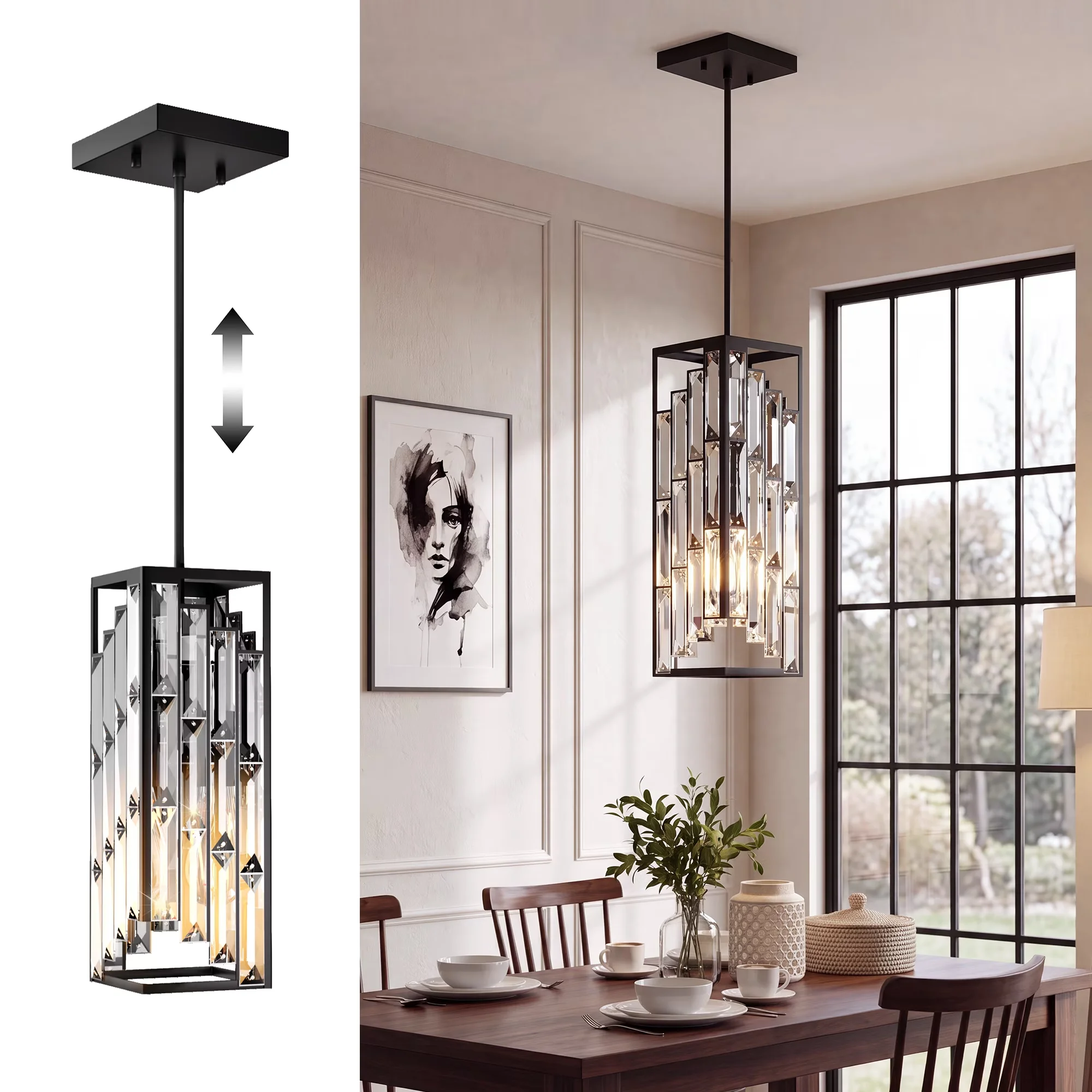 Sleek Ceiling Lights Fixture with Modern, Adjustable Height - Metal for Kitchen Model F79A9E