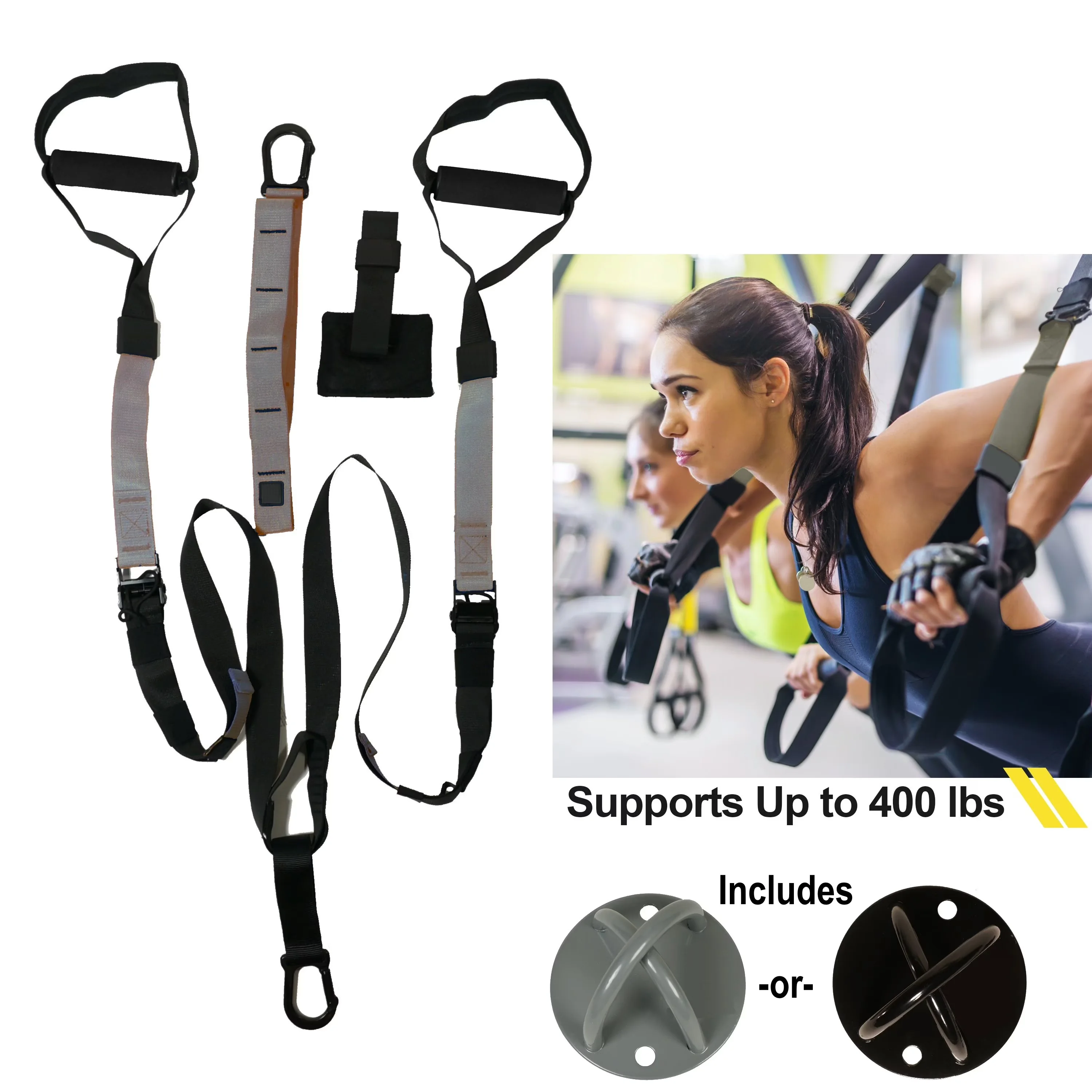 Versatile Home Gym Accessory with X-mount - Stainless Steel Black Suspension Model 3179DB