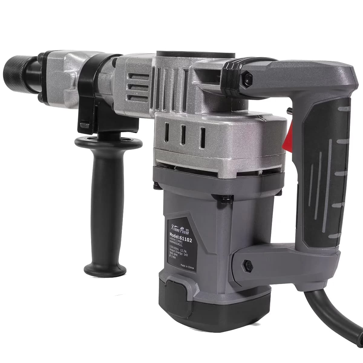 Compact Drills Driver with 1400W, Lightweight, (2) Chisel Bits Set & Carrying Case - Black Model 1329AC