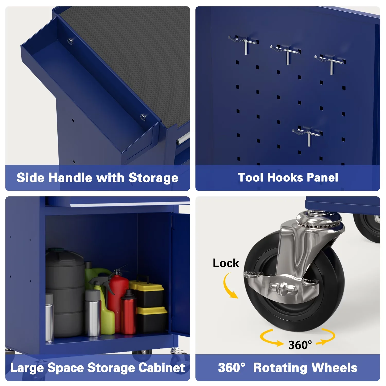 Toolstorage Stylish with Lockable, 5 Drawer Mechanic Tool Chest - Darkblue Cold-Rolled Steel Model 5EE410
