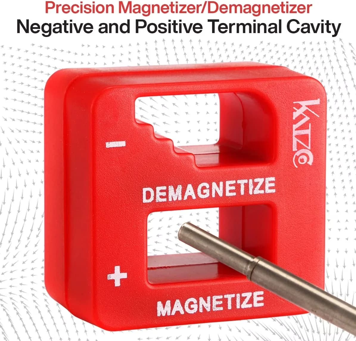 Pro Tool Reliable with Storage, 1 Pack, Katzco Red Magnetizer and Demagnetizer - Plastic White Model 5CBA70