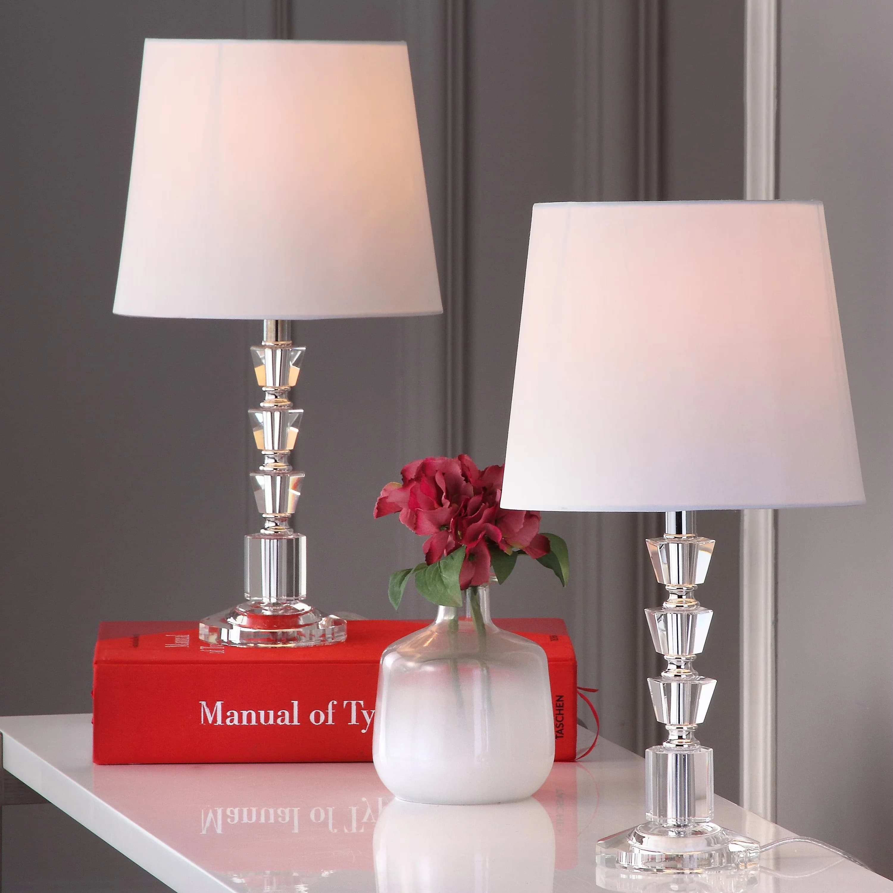 Lamp Set Compact with Glam, Minor assembly needed, Harlow 16 in. Crystal Table - Clear Crystal Model FBDFAA