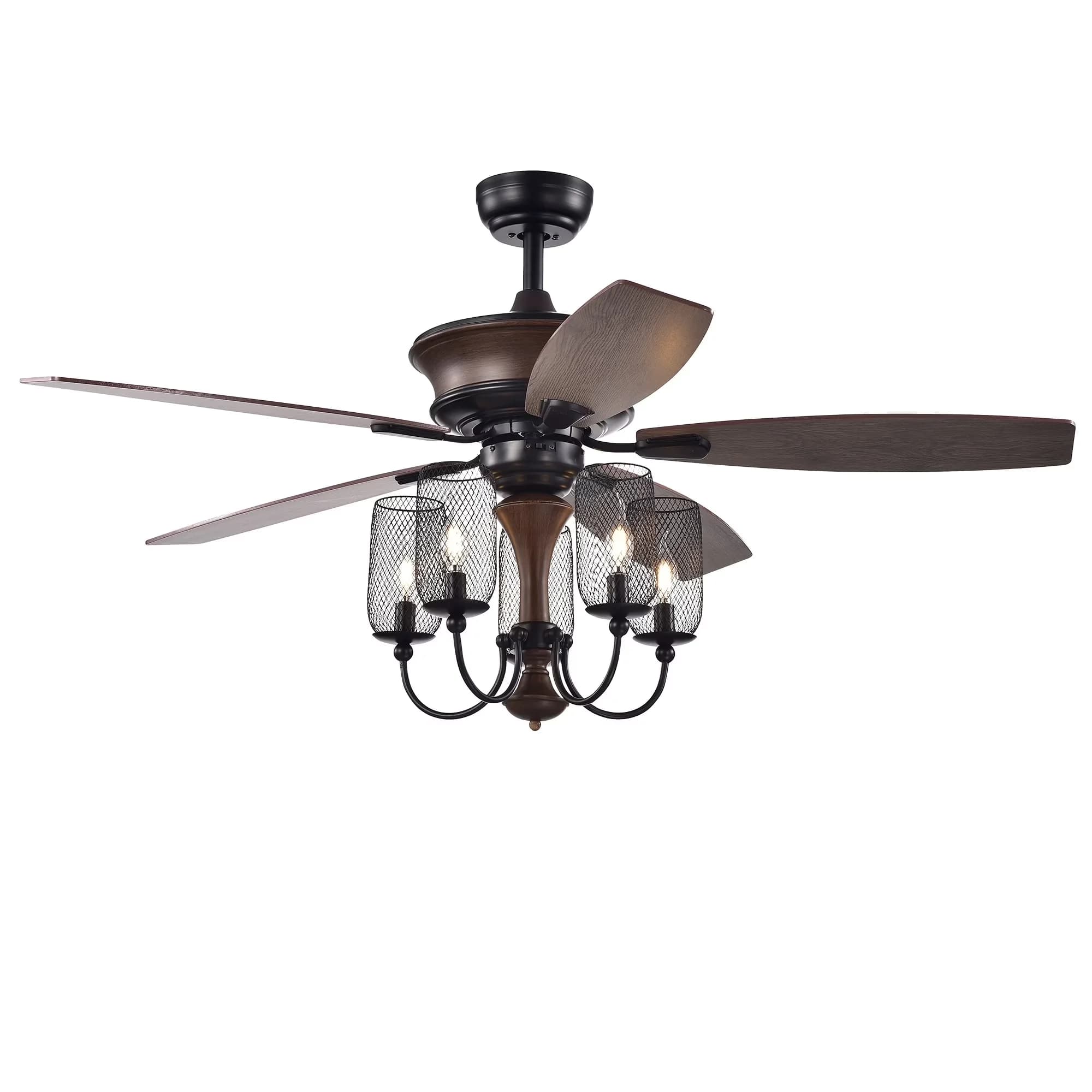 Durable Ceiling Fan with LED, Remote Controlled, Traditional - Brown Mesh Model DE023A