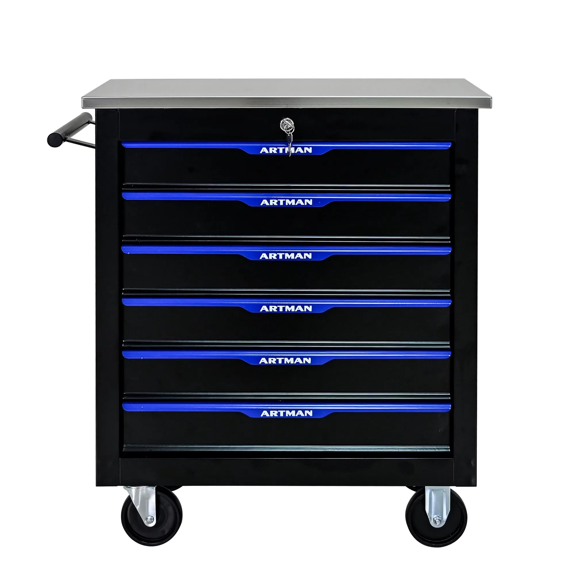 Essential Toolstorage with Rolling, Storage, 6-Drawer Tool Storage Chest - Blue Steel Model 01A76C