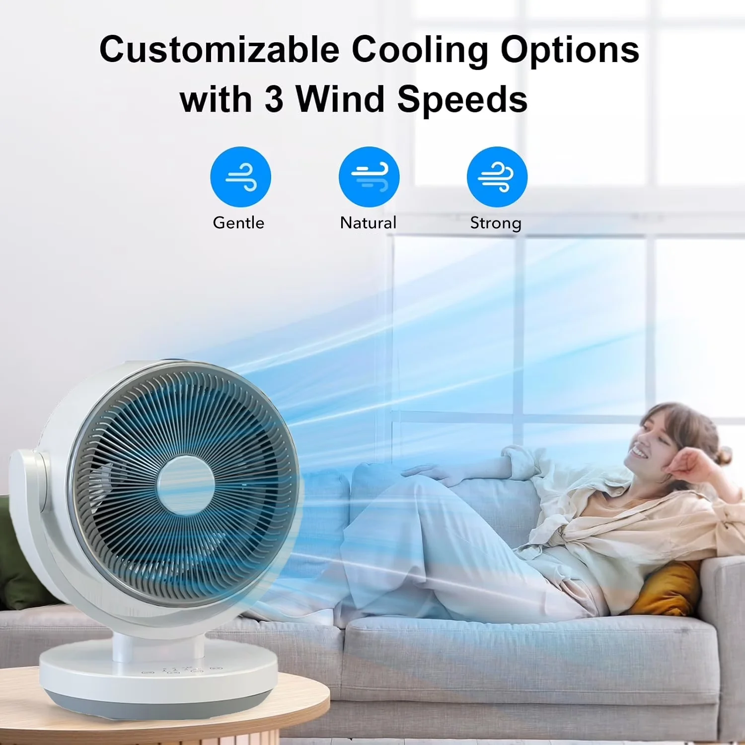 Fans In Cooling Classic with Oscillating, 2.Blade Material: Plastic, Desk Fan With 3 Speeds & Timer - White Plastic Model 7DD01B