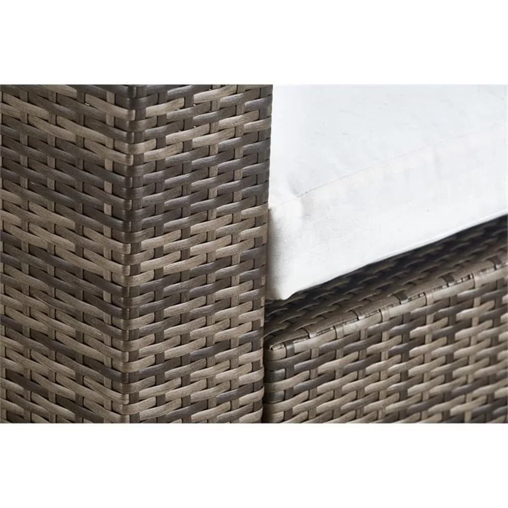 Patio Chair Compact with Weather-Resistant, Handwoven all-weather resin wicker frame, Modern, low profile and wide tabletop - Brown... Model 0ECB9F