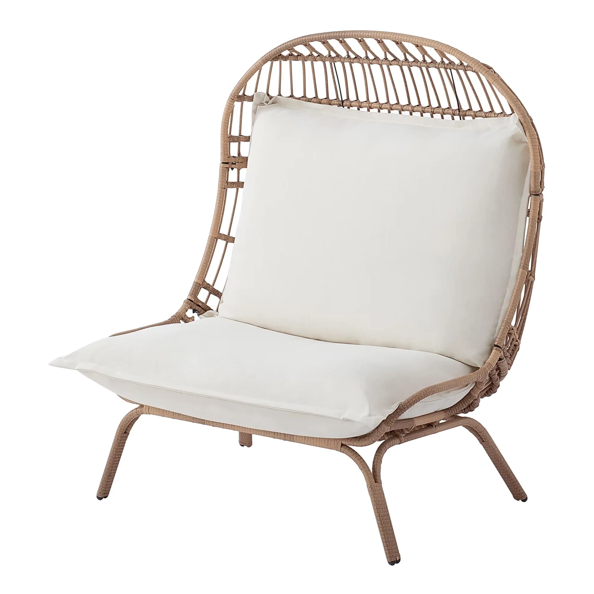 Modern Patio Chair with Traditional, Recommended for outdoor use, Willow Sage Outdoor Wicker Cuddle - Beige Steel Model 9E905A