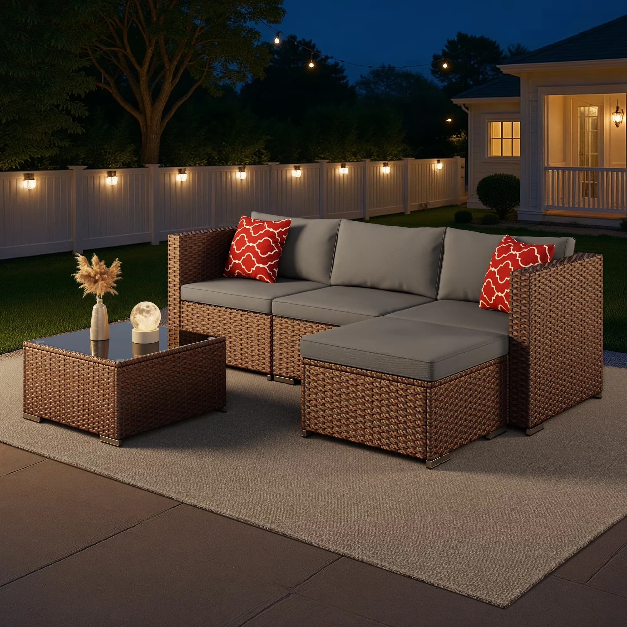 Premium Patio Conversation Set with Furniture Sets on Sale, Item Weight:94 pounds, Weight Capacity:330 Pounds - Model E3799D