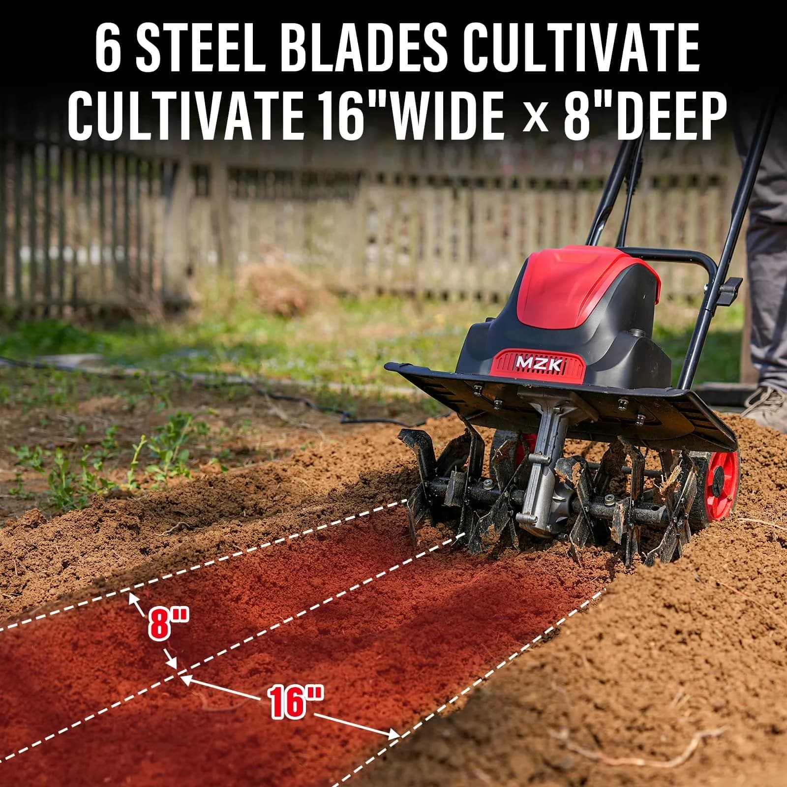 Professional Trillers Cultivator with Foldable Electric Rototiller, 8-inch tillling Depth for Garden - Model 49BD32