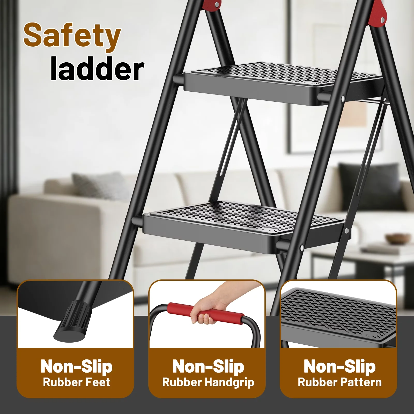 Ladders And Step Stool Modern with Anti-Slip, Foldable - Steel for Auto Model E1A1F8