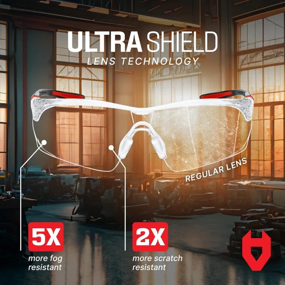 Sleek Protective Equipment with Nocry Clear Safety Glasses for General Purpose - Model 9E27FA
