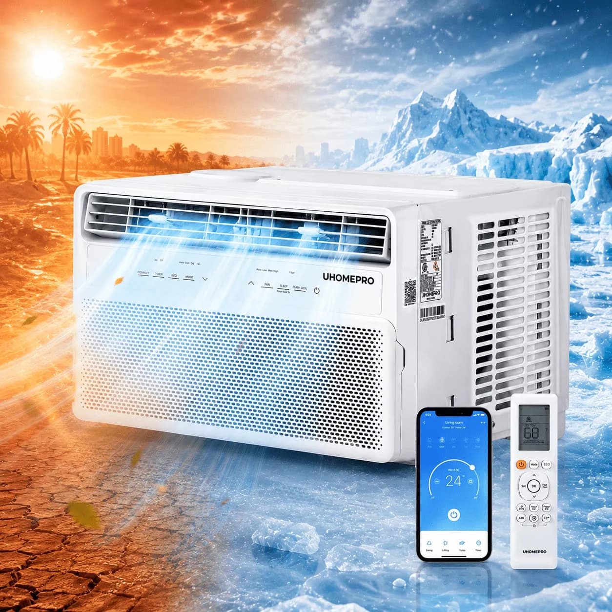Efficient Air Conditioner with 10000 BTU, Remote Controlled - White for Bedroom, Apartment Model 2C4C0F
