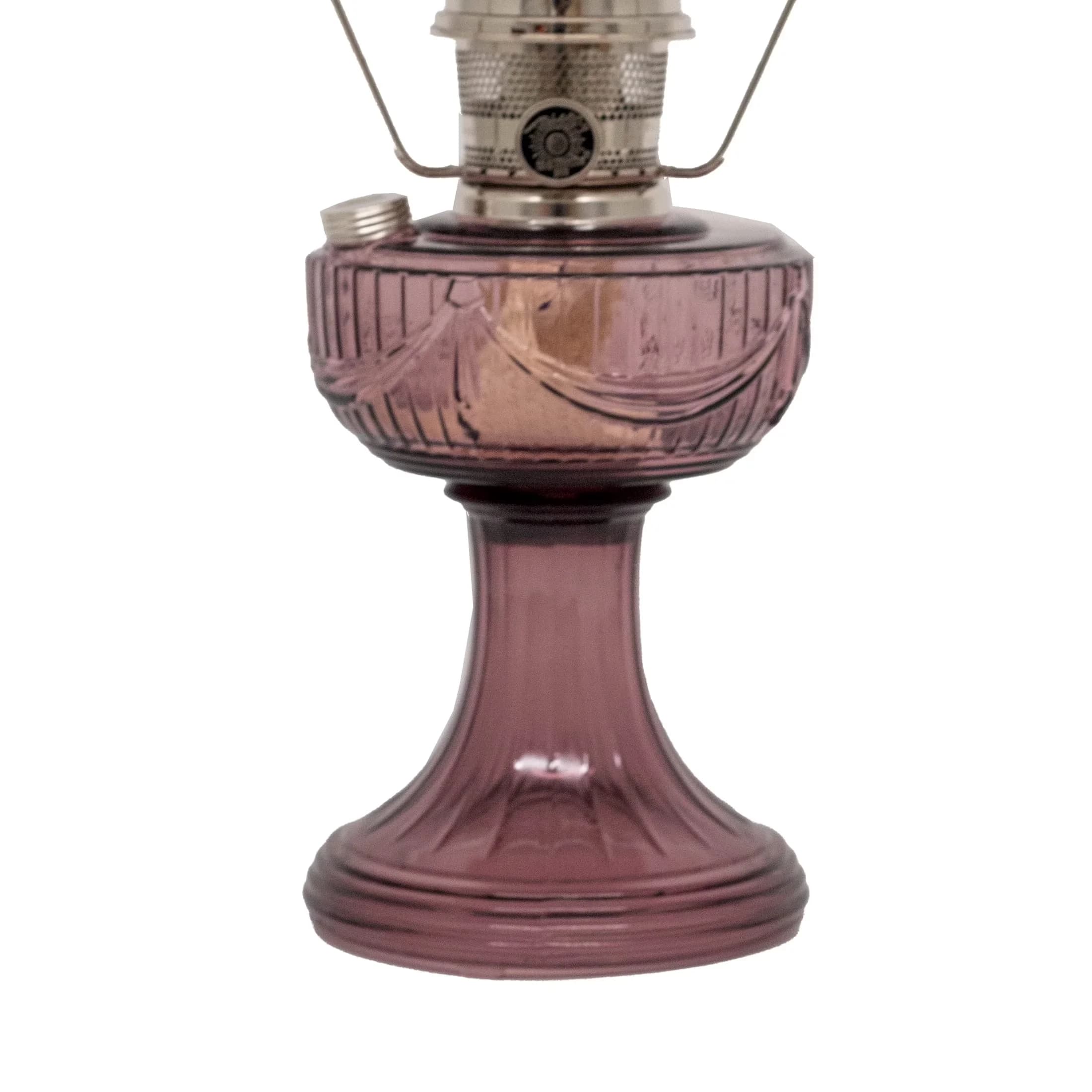 Lamp Quality with Farmhouse, Rose Shade and Nickel Trim, Amethyst Lincoln Drape Table Oil - Purple Glass Model 098446