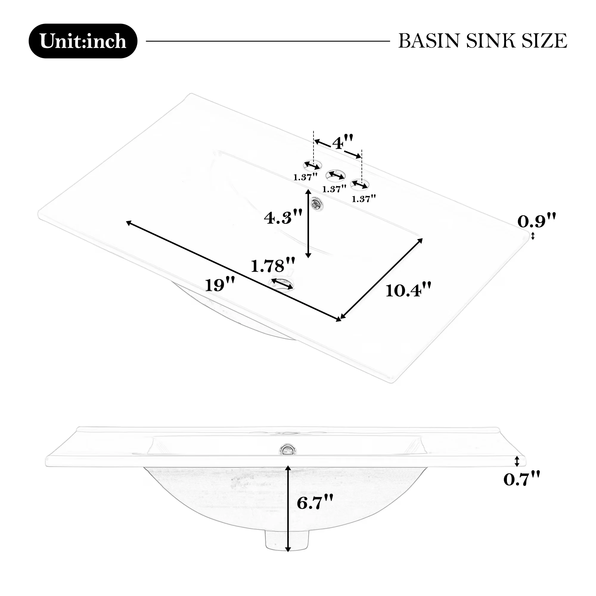 Bathroom Renovation Compact with Overall Product Weight: 92.37 LBS, Ceramic Basin, Wood Sink Vanity - Model DF502A