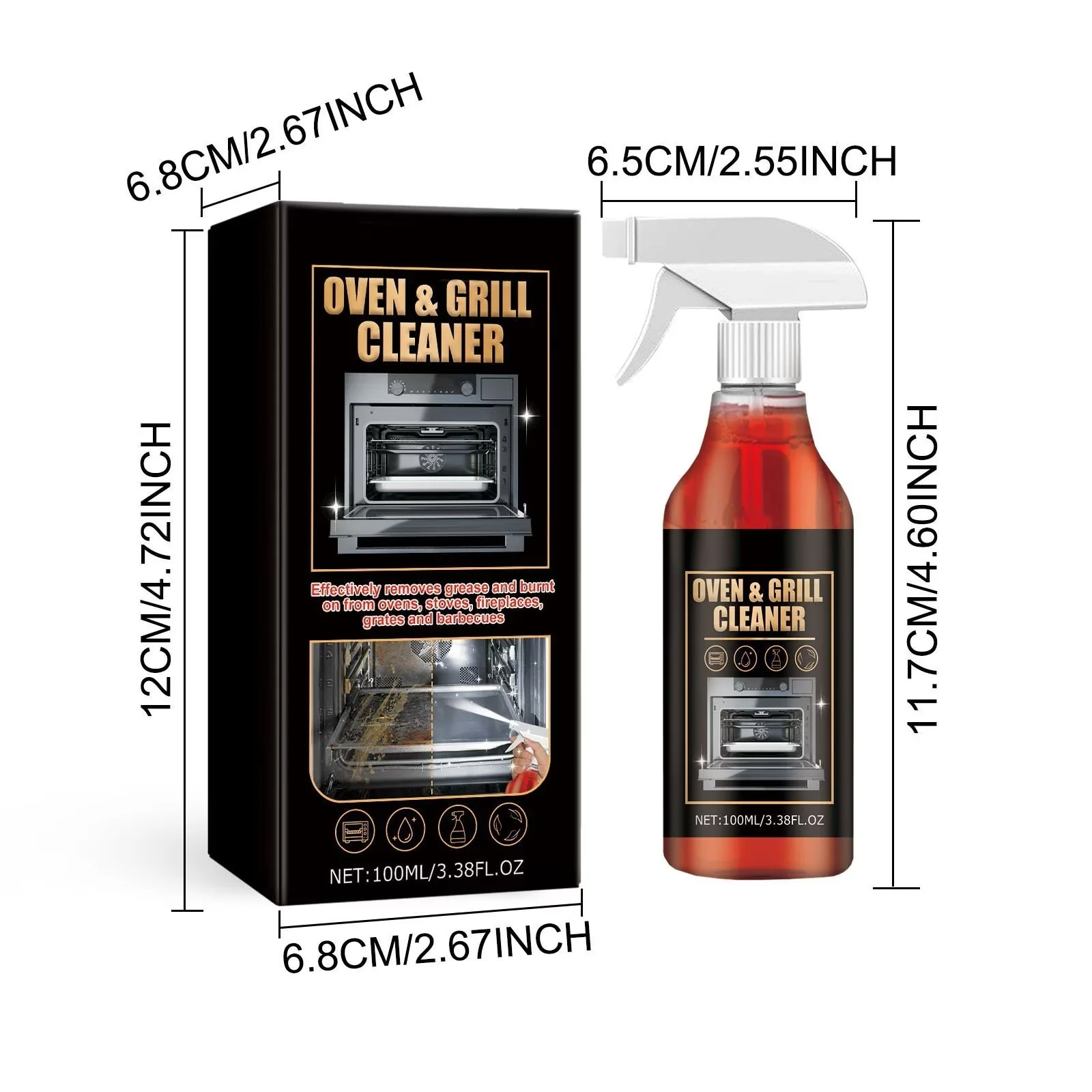 Combo Grill Premium with Oven Cleaner Heavy Duty Degreaser Spray, Fume Free with 2 Blue Towels Fast Acting, Cleaning Kit - Model AD2B33