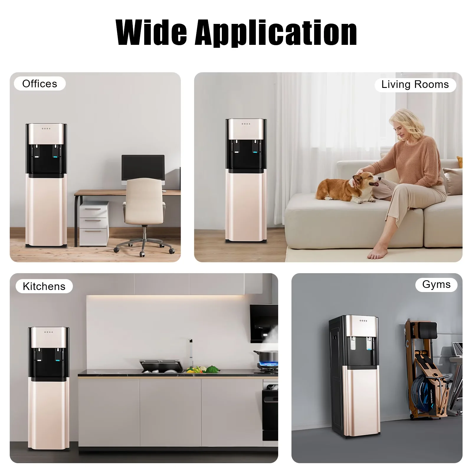 Innovative Water Filtration with 620W, Temperature Control, 5 Gallon Bottom Loading Dispenser - Gold Pp, 304 Stainless Steel for... Model 8696BE