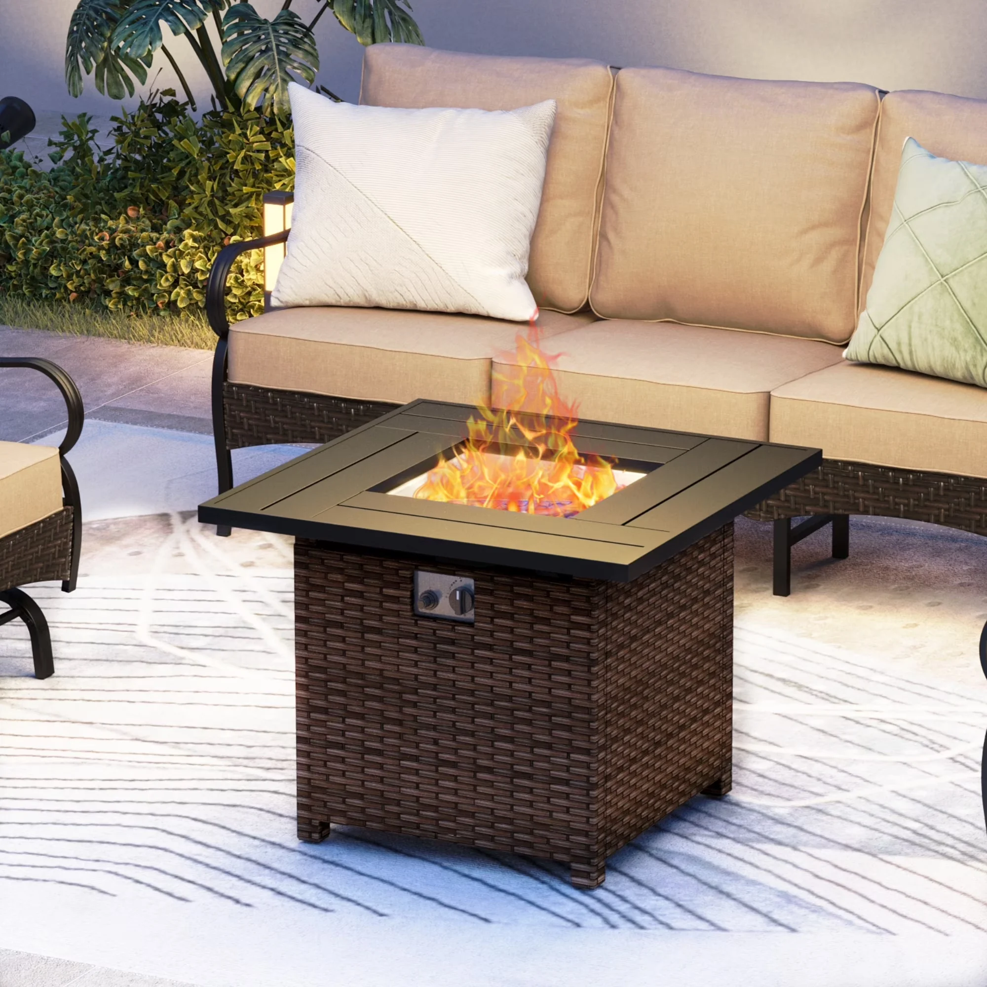 Outdoor Heating Innovative with 50000 BTU, Rust Resistant - Steel;Rattan; Stainless Steel Brown Model ED48C8