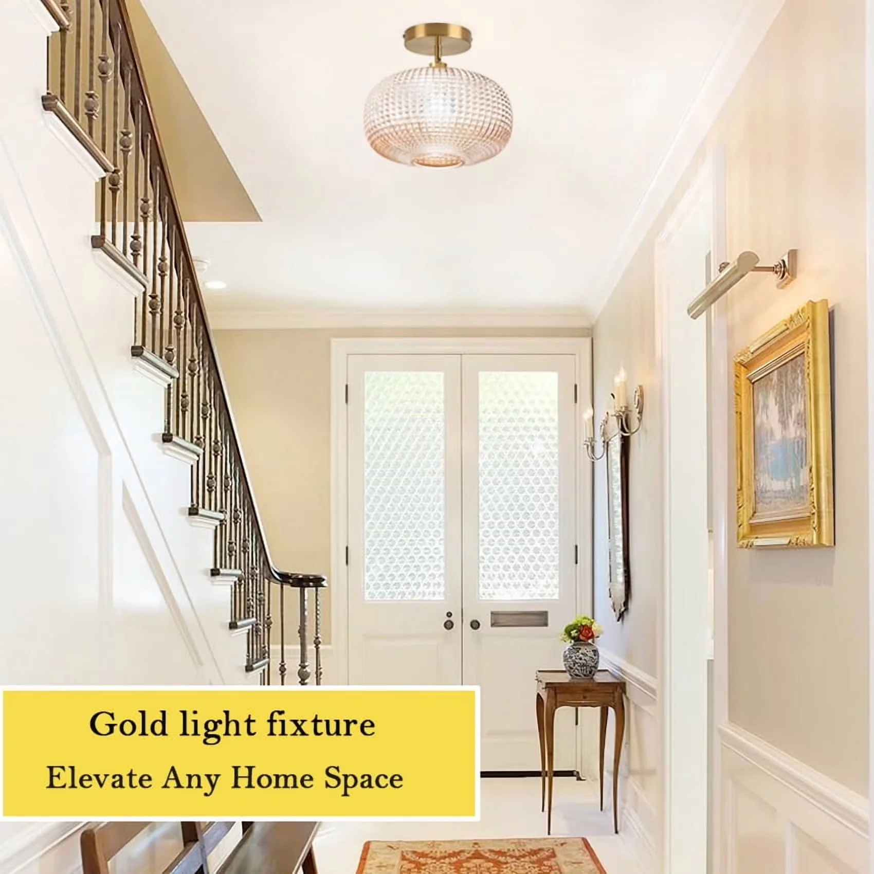 Stylish Ceiling Lights Fixture with Incandescent, Energy Efficient, Modern - Metal Gold for Bedroom, Bathroom Model 0E4C45