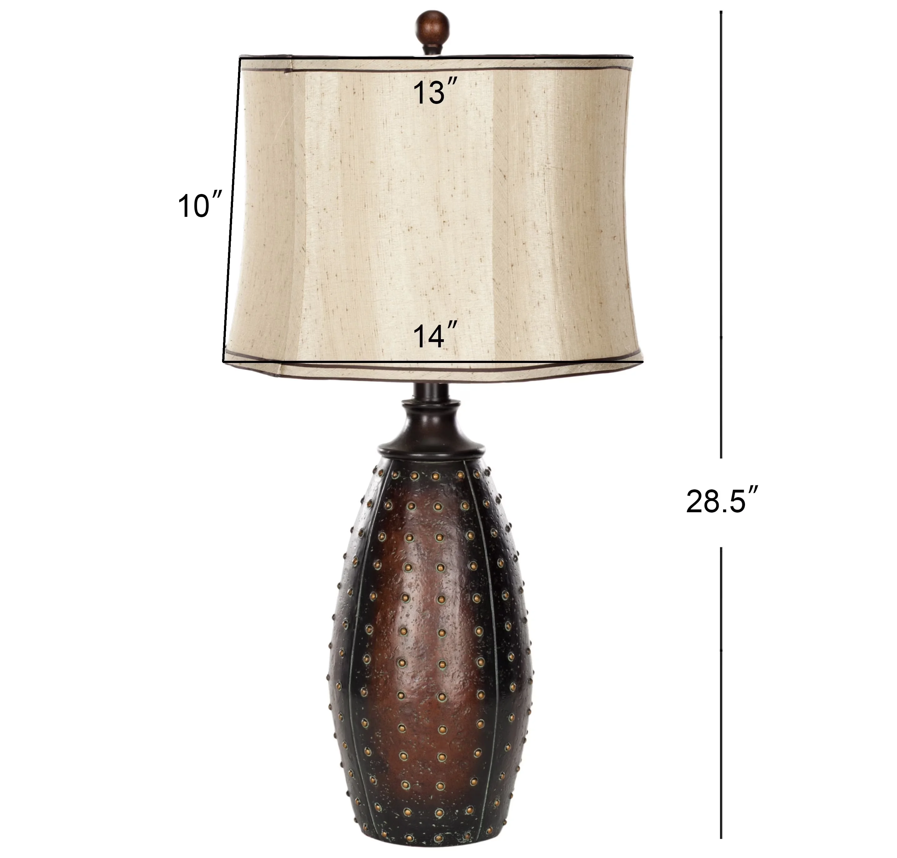 Sleek Lamp Set with Transitional, Metal Finish: Brown, Beige Polyester Shade - Resin Brown Model FC2A57