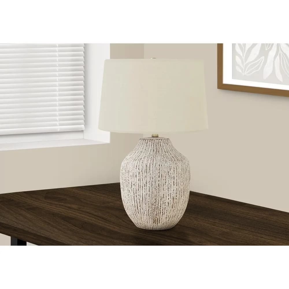 Professional Table Lamp with LED, Bedside Lamps, Transitional - Beige Ceramic Model 1AA3D4
