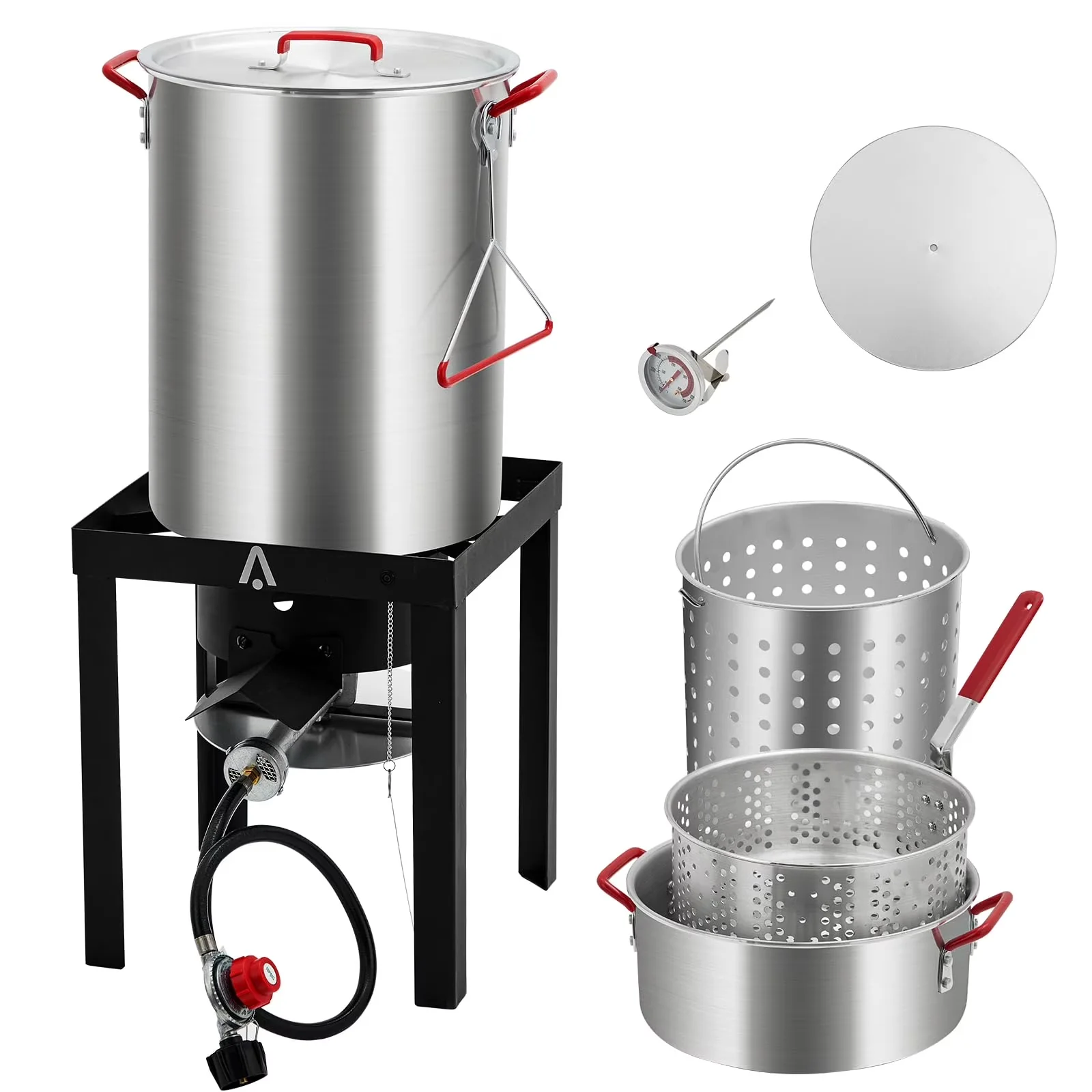 Sleek Outdoor Fryer with 50000 BTU, Adjustable Regulator - Aluminum Black Model 950BA6