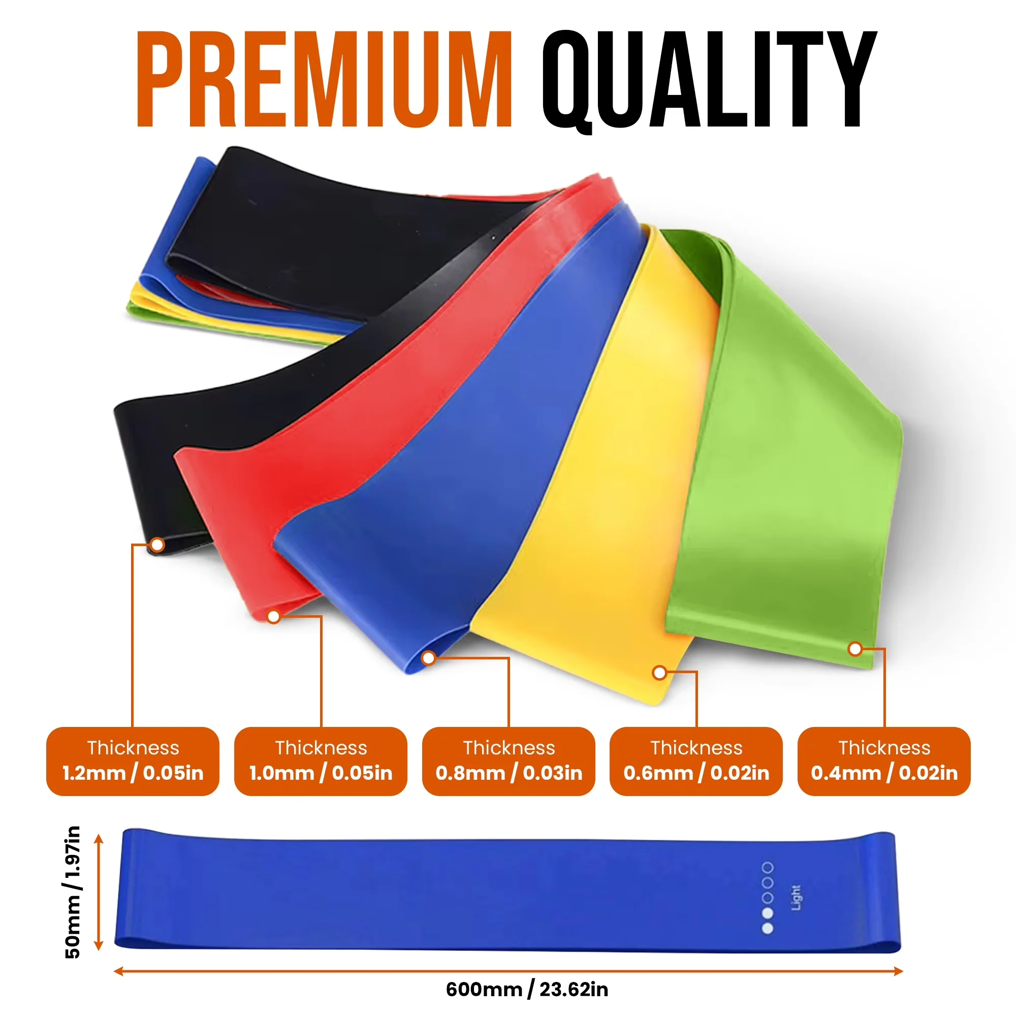 Home Gym Sleek with Anti-Slip, Lifelink 5 Piece Resistance Bands Set - Blue 100% Natural Latex Model D0D6DA
