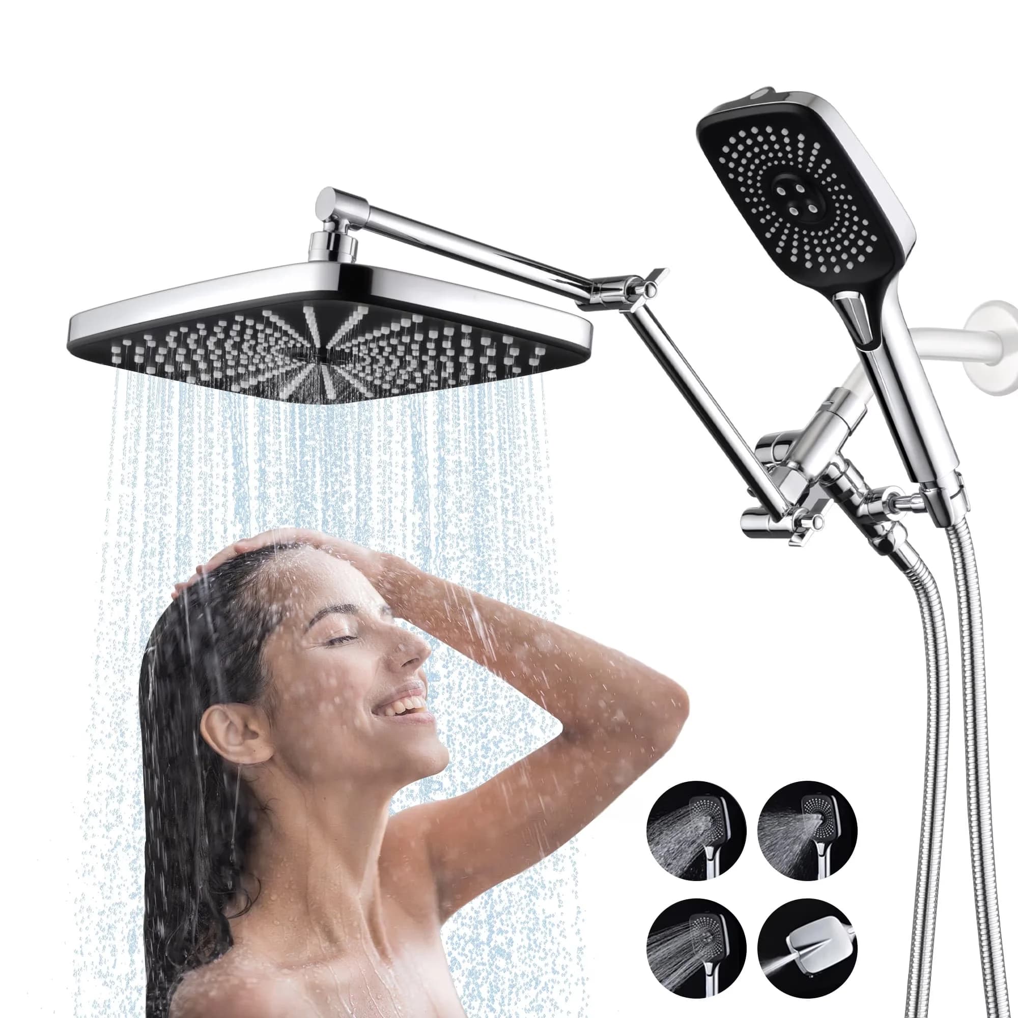 Efficient Shower Head with Simple Installation - Chrome Stainless Steel Model 16A181