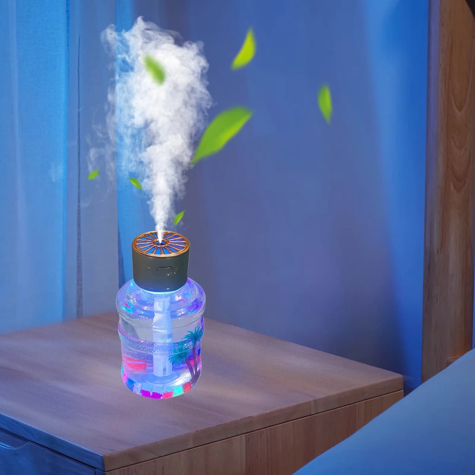 Efficient Humidifier with Light Modes, Mist Mode, Night Light - Gray for Bedroom, Office Model 042BD7