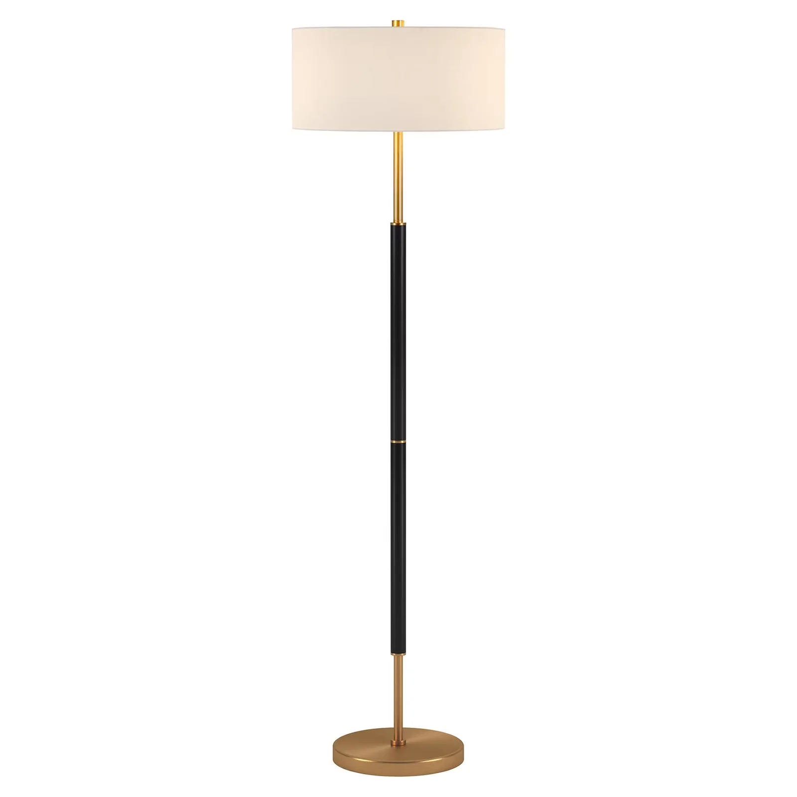 Sleek Floor Lamp with Incandescent, Energy Efficient, Simone 2-Light - Black Metal Model 557BE3