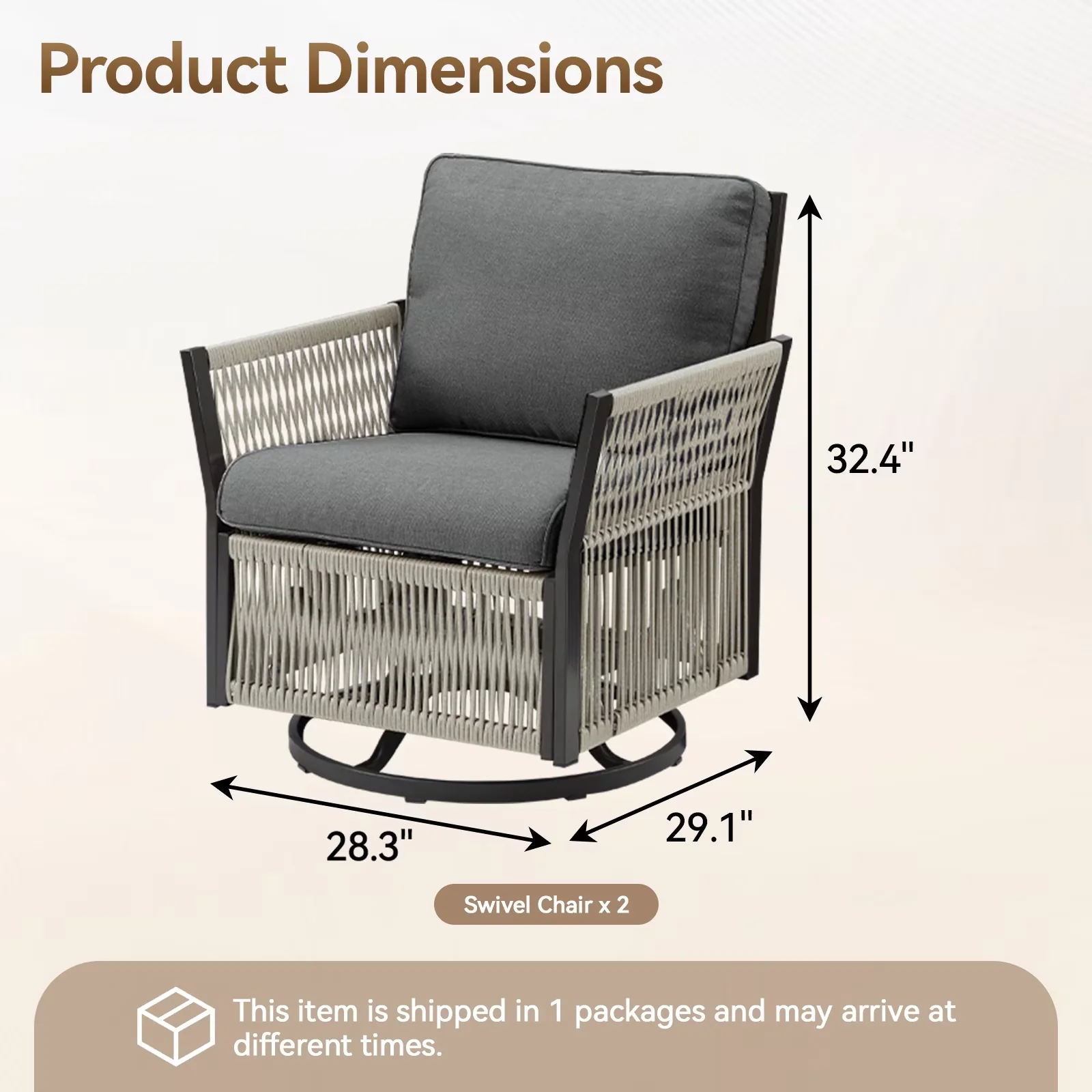 Patio Chair Quality with Mid-Century, Water-Resistant, Outdoor Swivel Rocker Chairs Set of 2 - Wicker Gray Model 5EFC6F