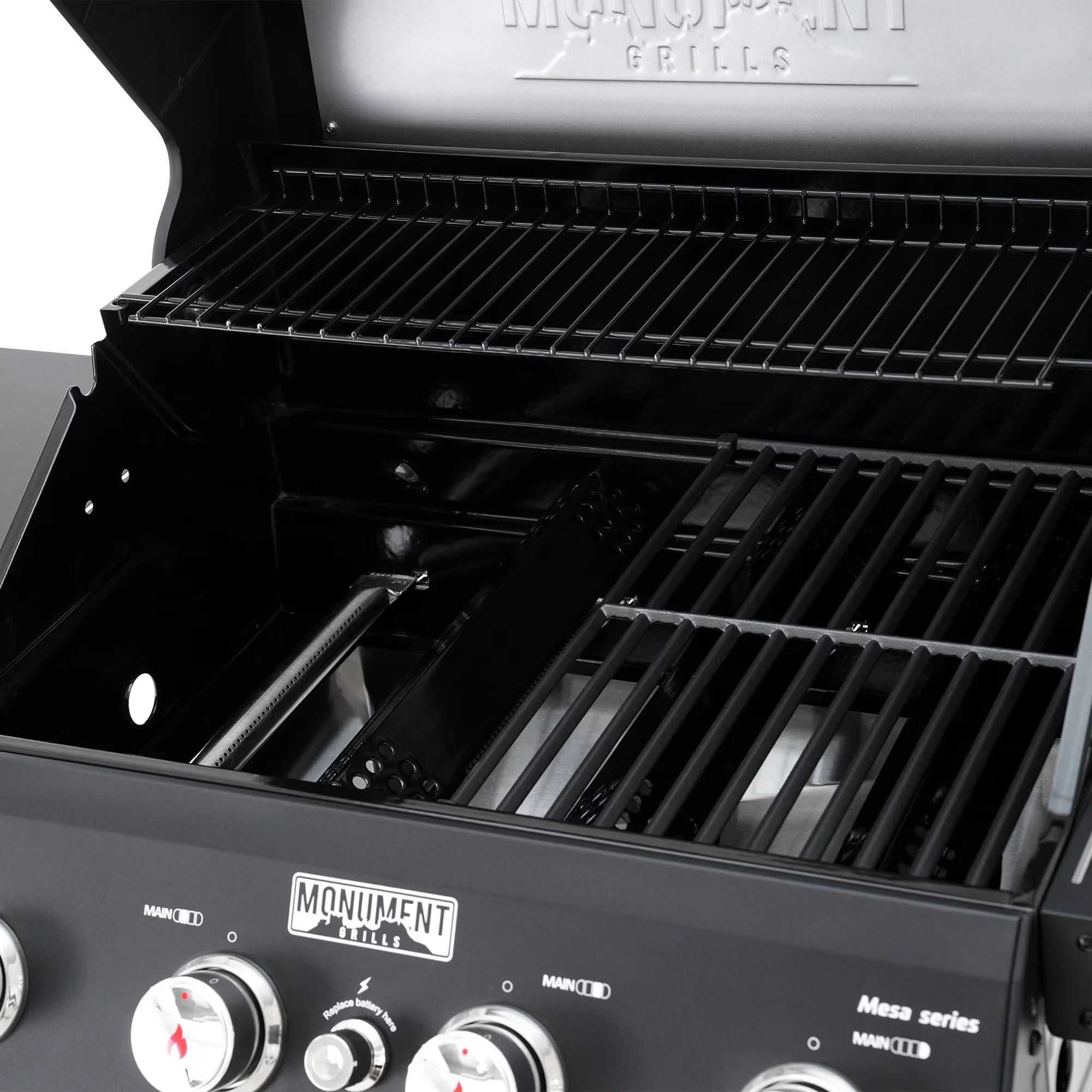 Gas Grill Versatile with 38000 BTU, Grease Pan - Stainless Steel, Black Matte Powder Coating, Stainless Steel 201, Stainless Steel... Model 7889F0