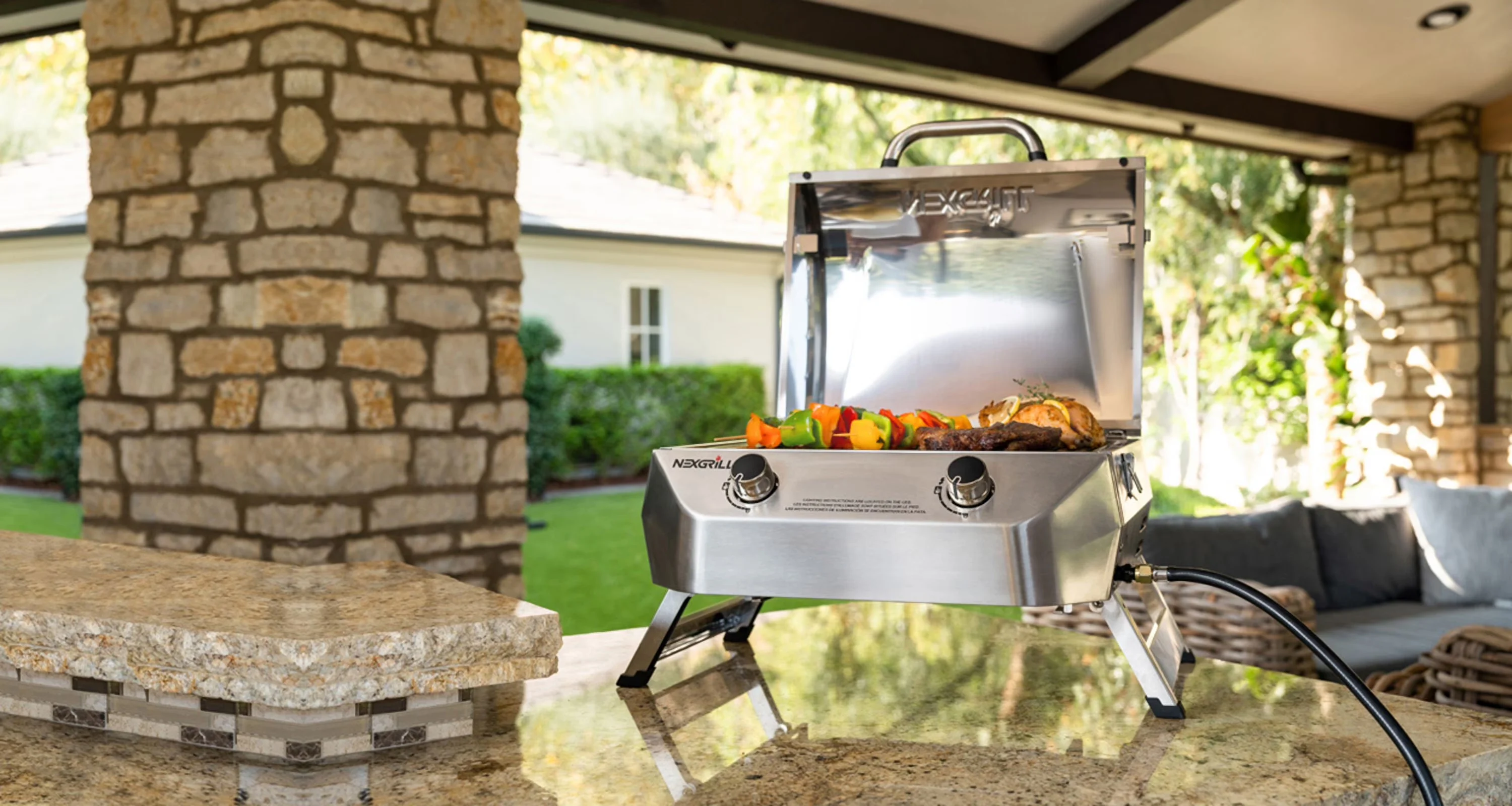 Compact Gas Grill with Portable, Stainless Steel 2-Burner Portable - Stainless Steel for Camping, Outdoor Model 784707