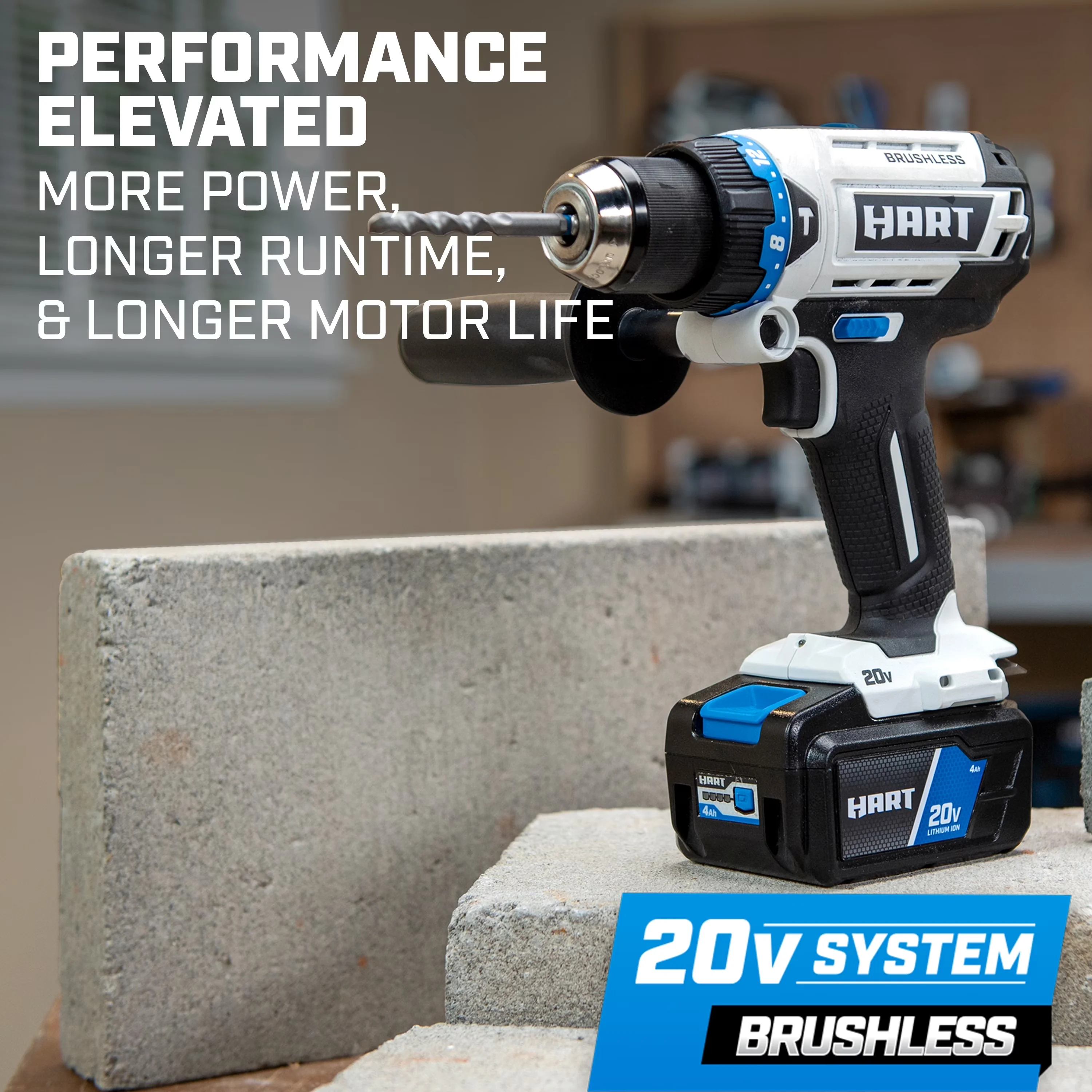 Drills Driver Classic with Battery, Easy To Operate, Auxiliary handle for added stability - White 20V Model 3BF983