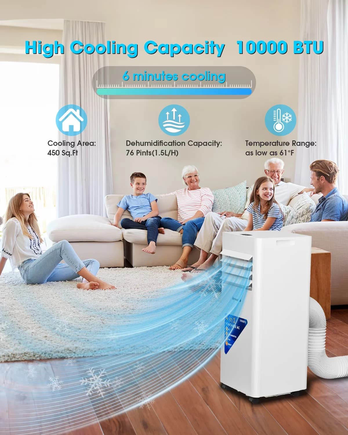 Reliable Air Conditioner with 10000 BTU, Timer, 10000 BTU Portable - White Model 639CE8