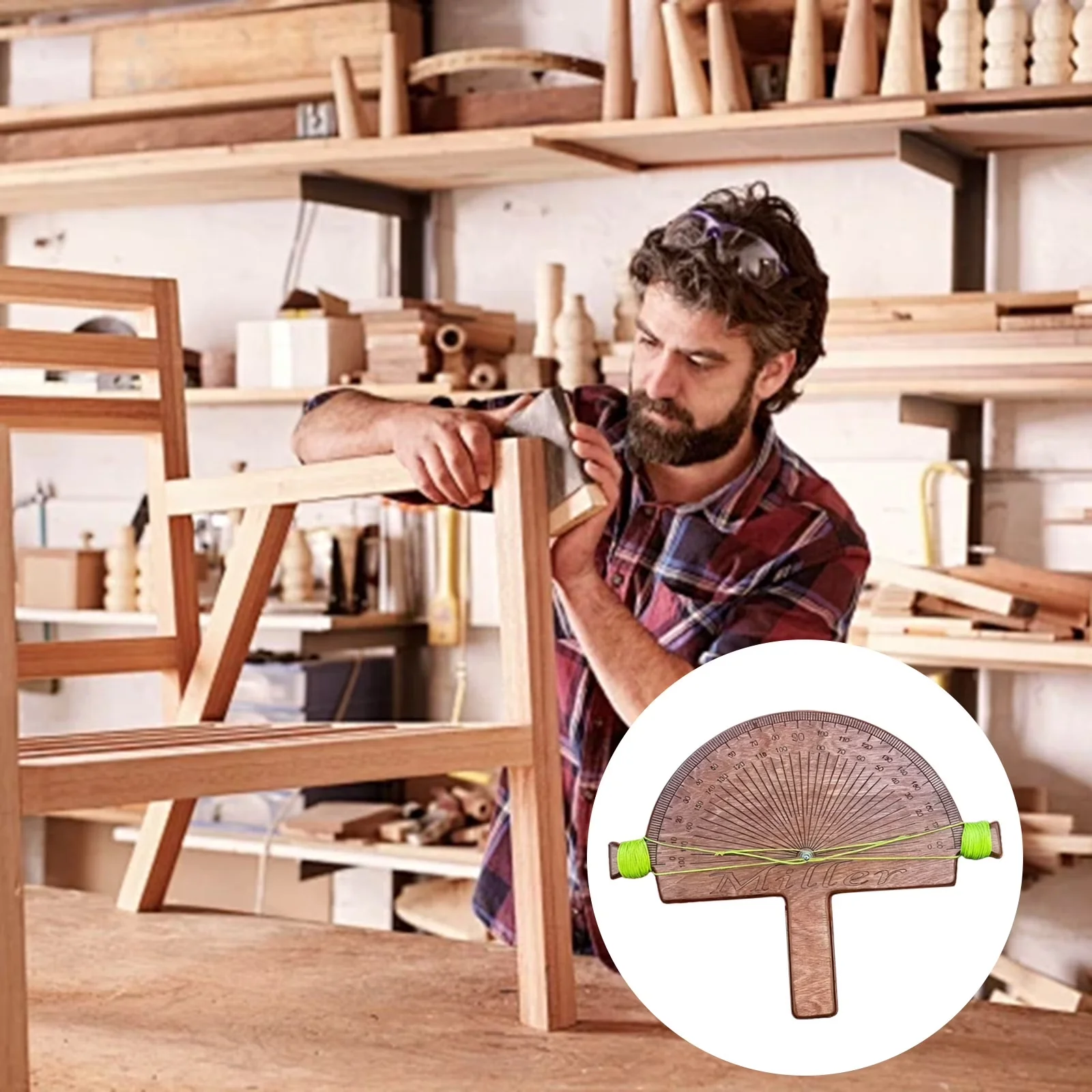 Quality Measuring Layout with Accurate Measurement, Adjustable, Durable - Brown Wood Model F6CAC7
