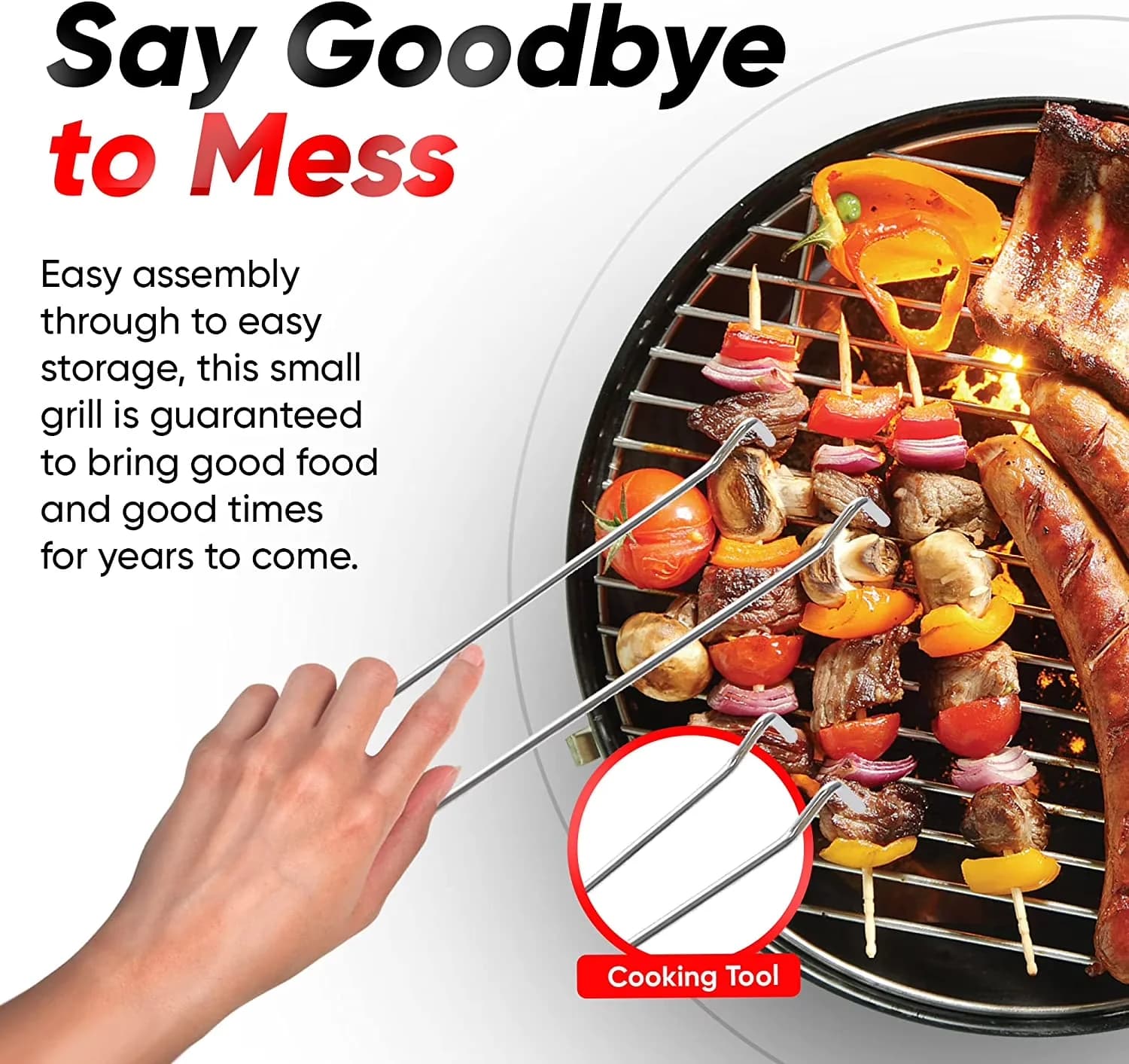 Essential Charcoal Grill with Portable - Red Metal 14 Inch - Premium Collection Model 0EC76E