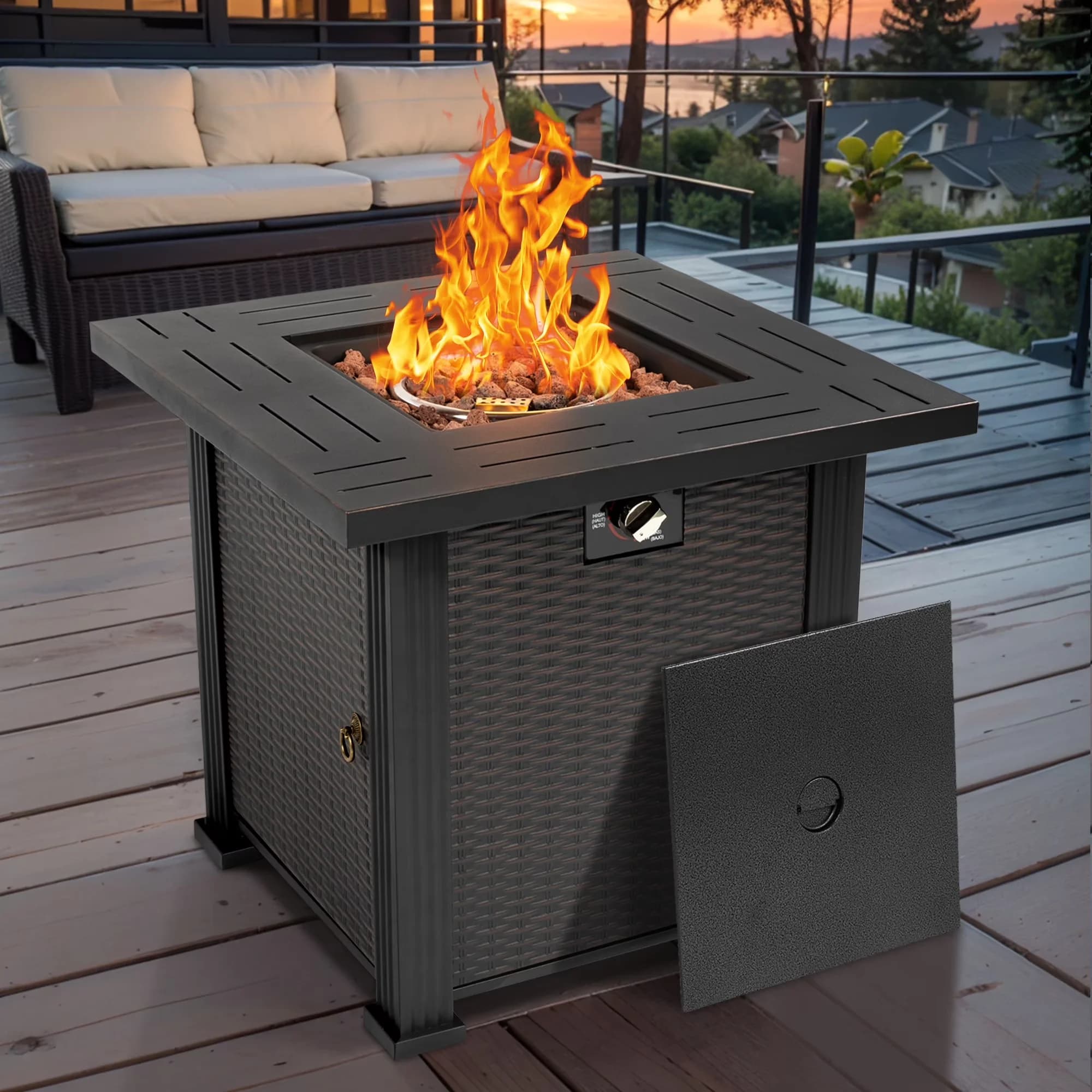 Reliable Outdoor Heating with 50000 BTU, Weatherproof, Fade Resistant - Black Steel for Garden, Patio Model A3685E